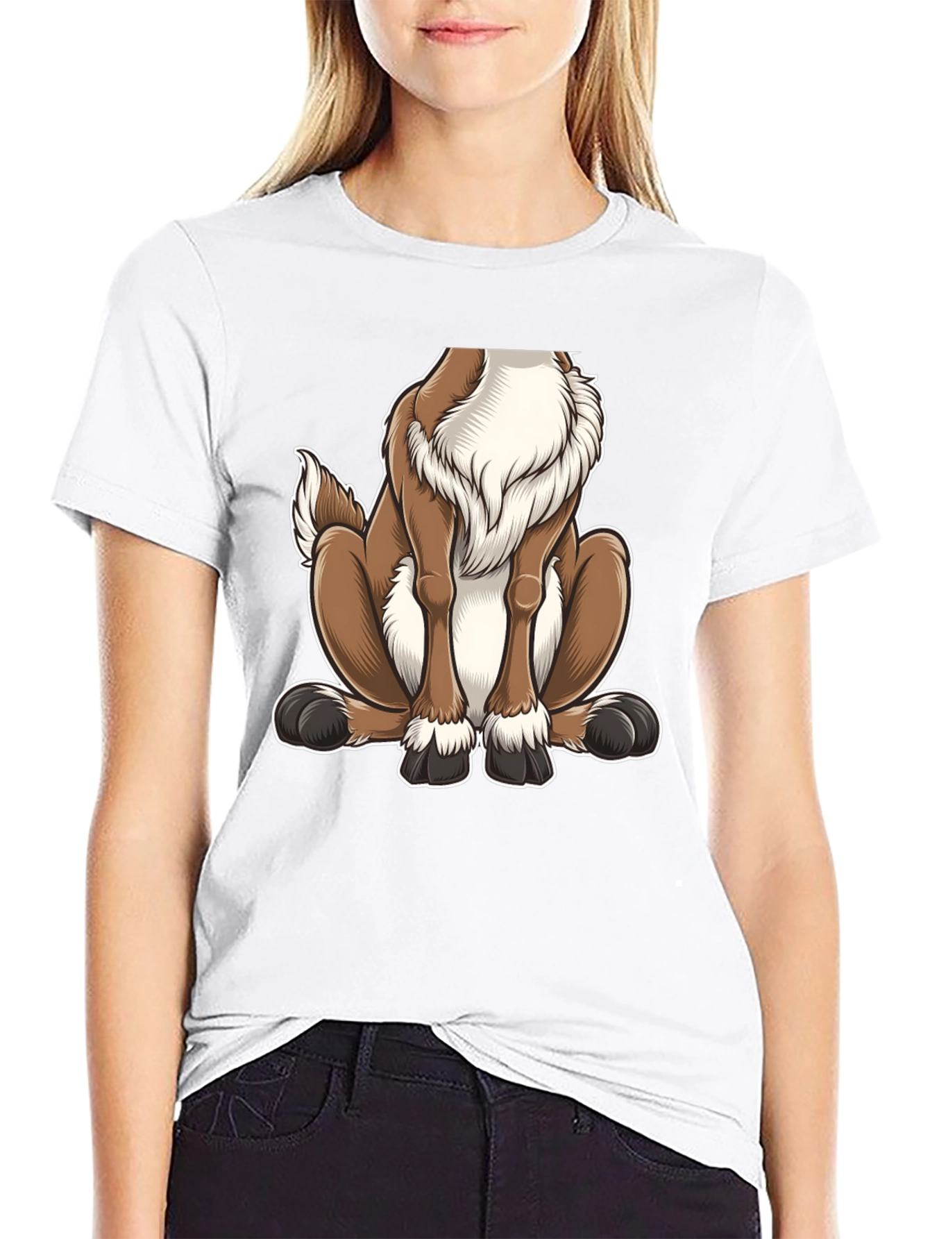 Cartoon Dog Graphic Tee - Black T-Shirt