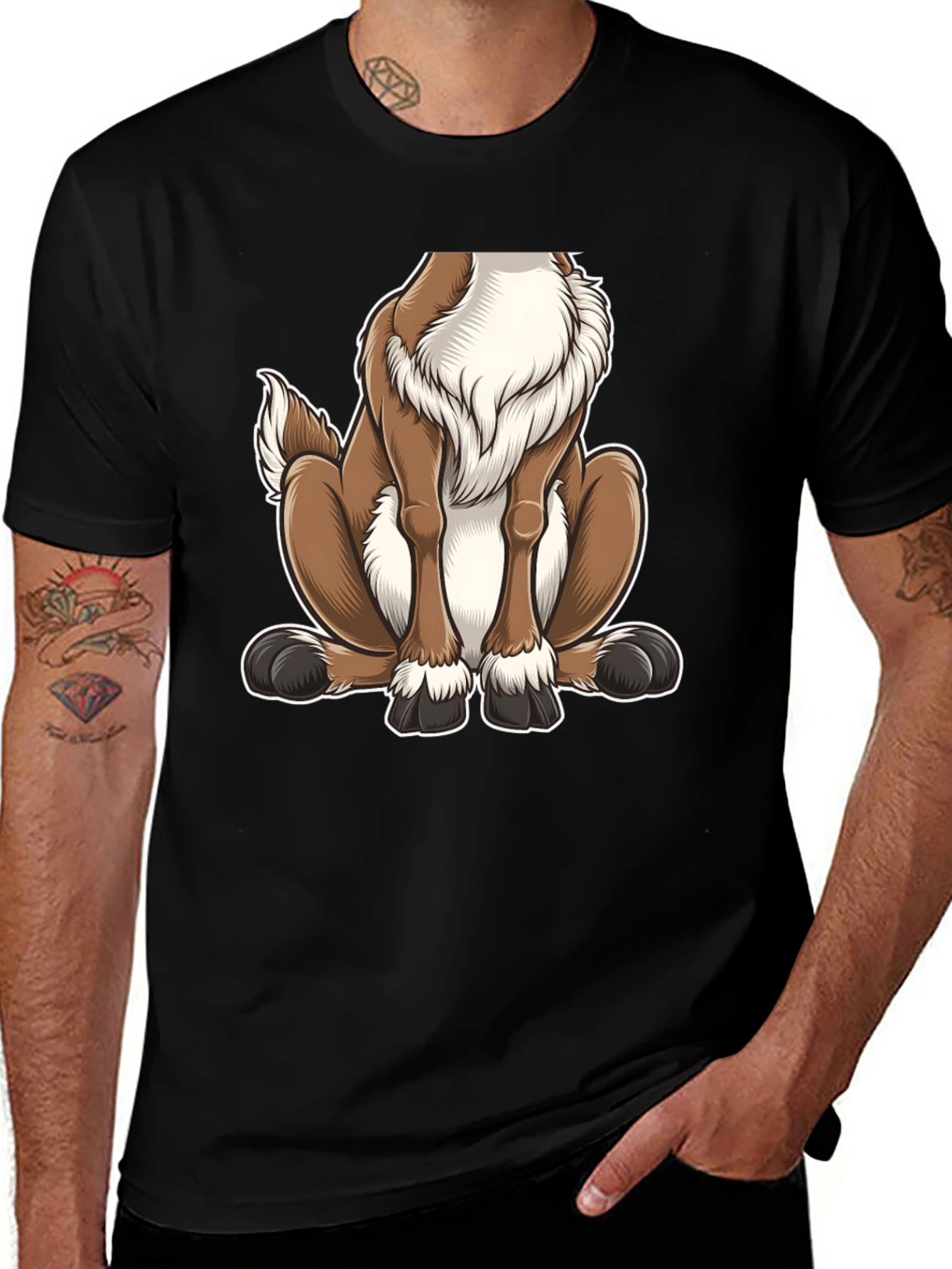 Cartoon Dog Graphic Tee - Black T-Shirt