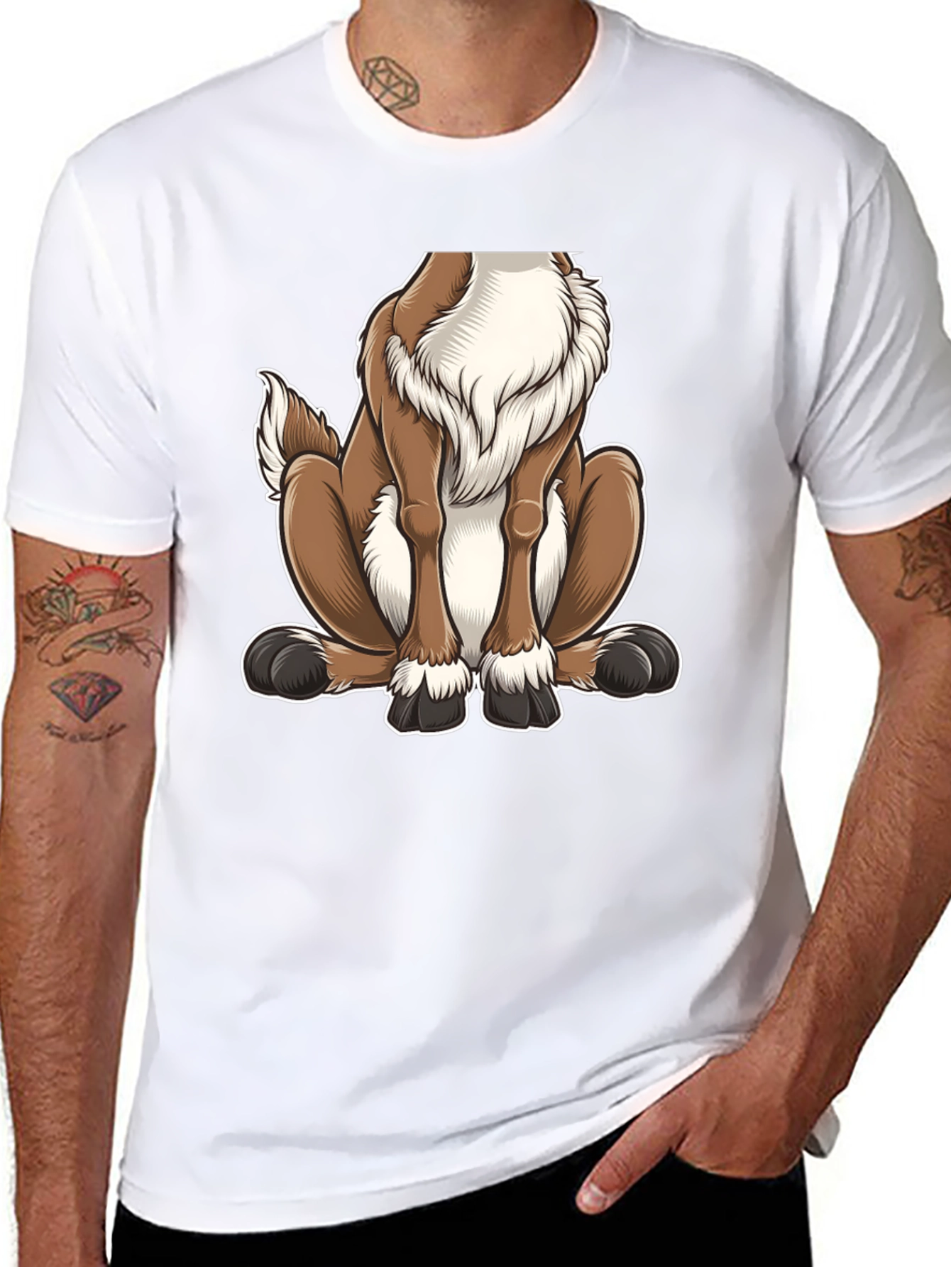 Cartoon Dog Graphic Tee - Black T-Shirt