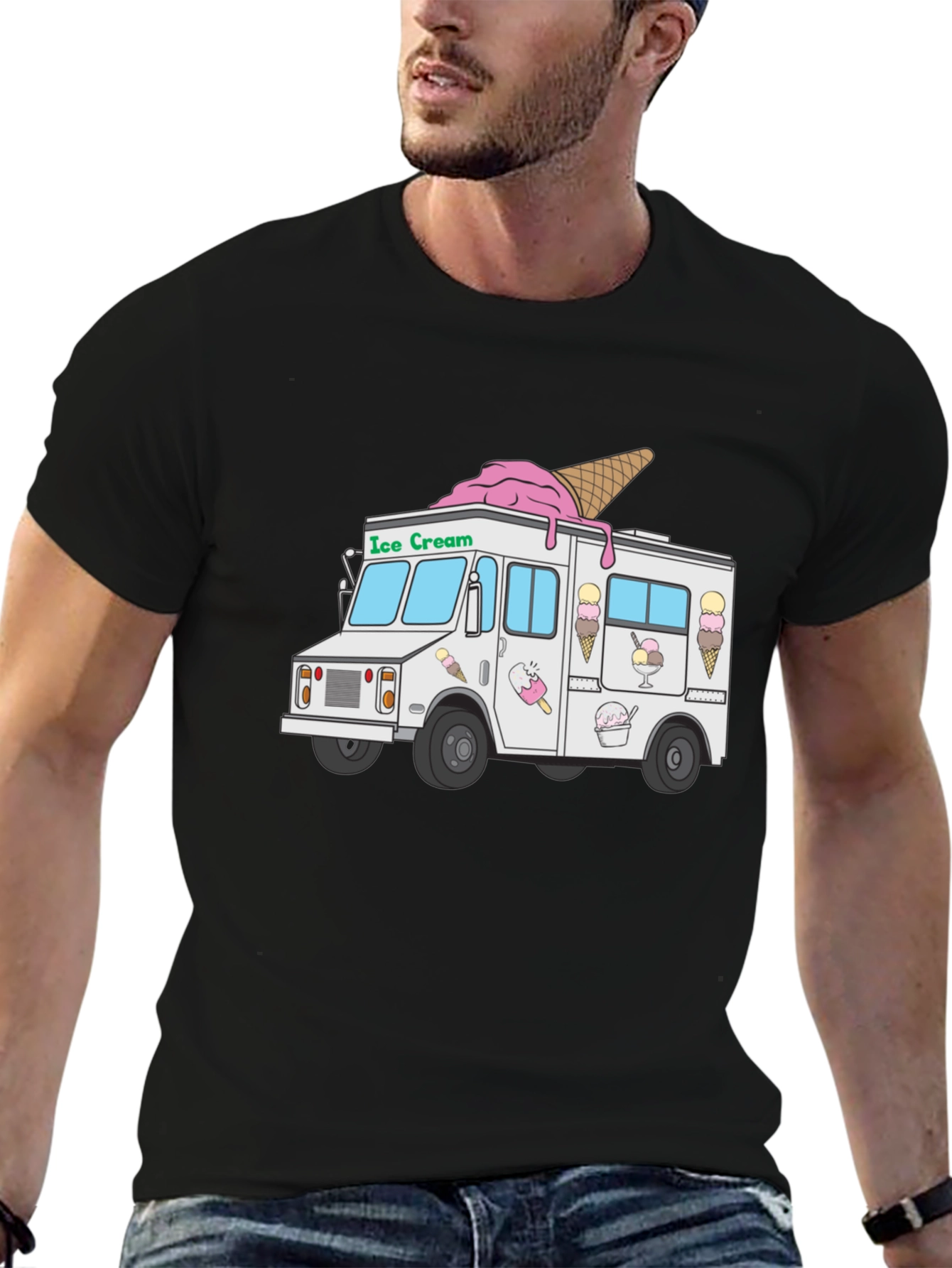 Ice Cream Truck Graphic T-Shirt - Black