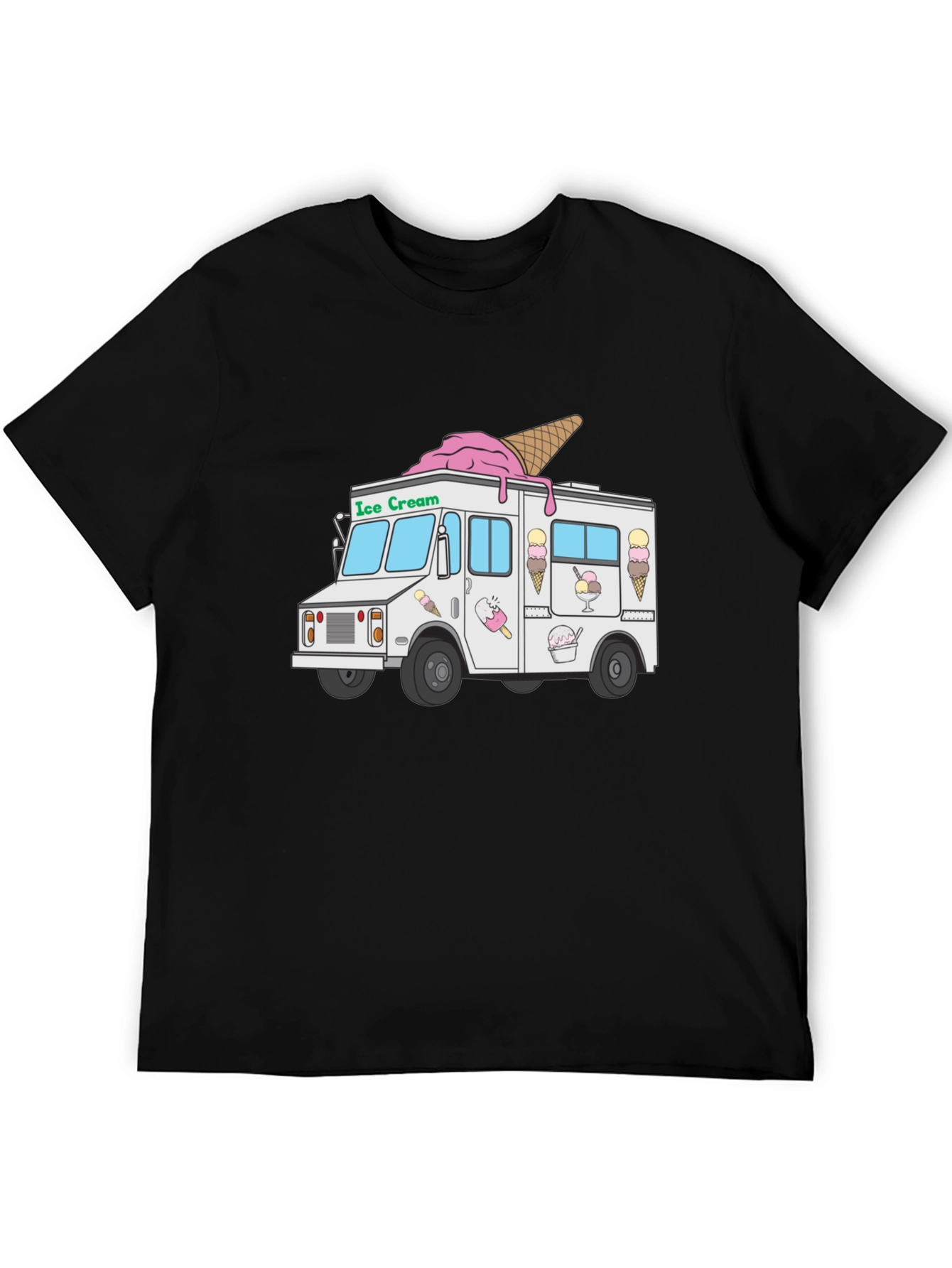 Ice Cream Truck Graphic T-Shirt - Black