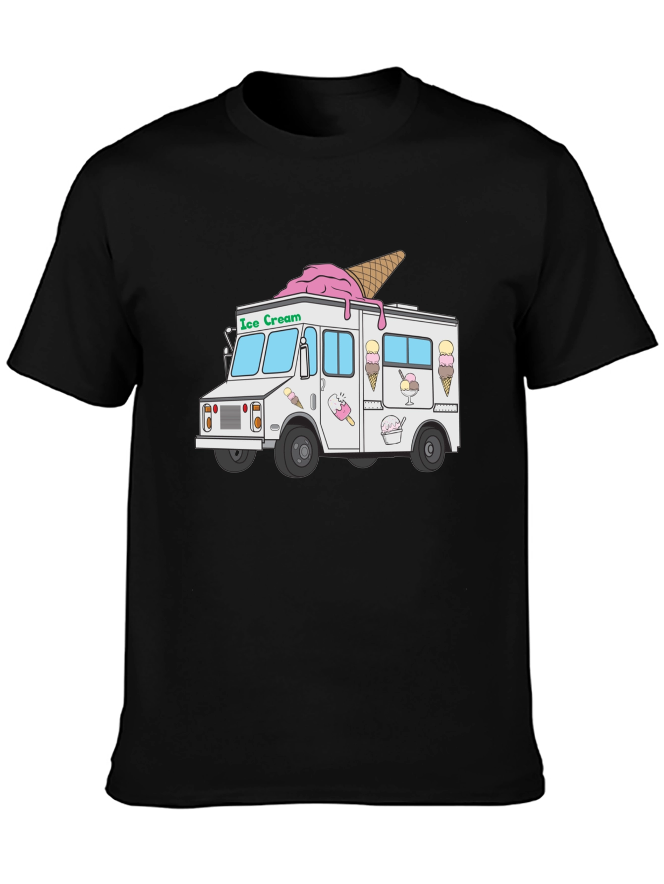 Ice Cream Truck Graphic T-Shirt - Black