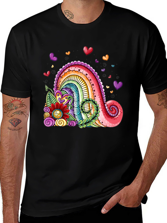 Colorful Rainbow Hearts Graphic Tee
