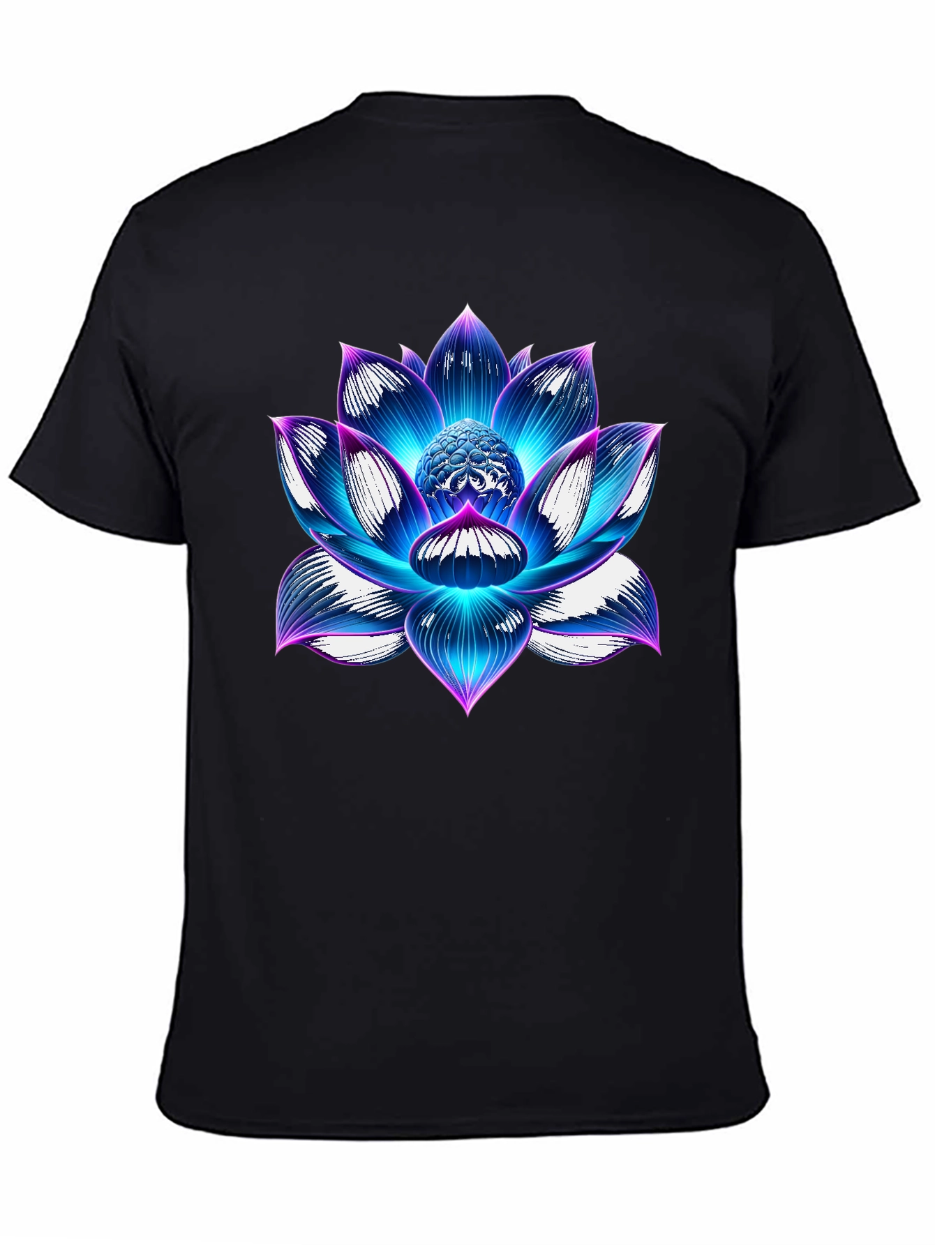 Blue Lotus Flower Graphic T-Shirt - Artistic Design
