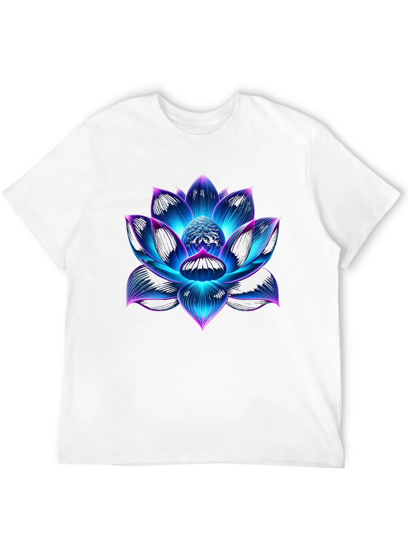 Blue Lotus Flower Graphic T-Shirt - Artistic Design