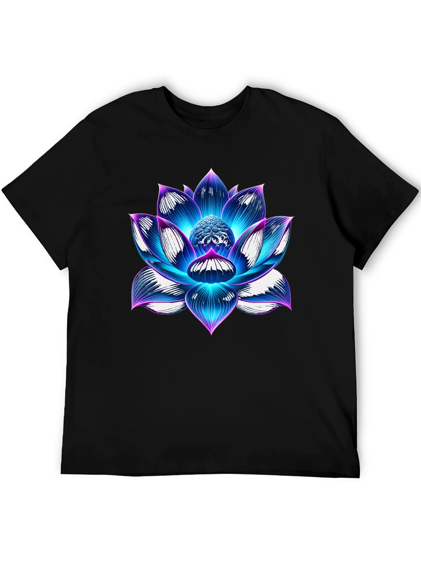 Blue Lotus Flower Graphic T-Shirt - Artistic Design