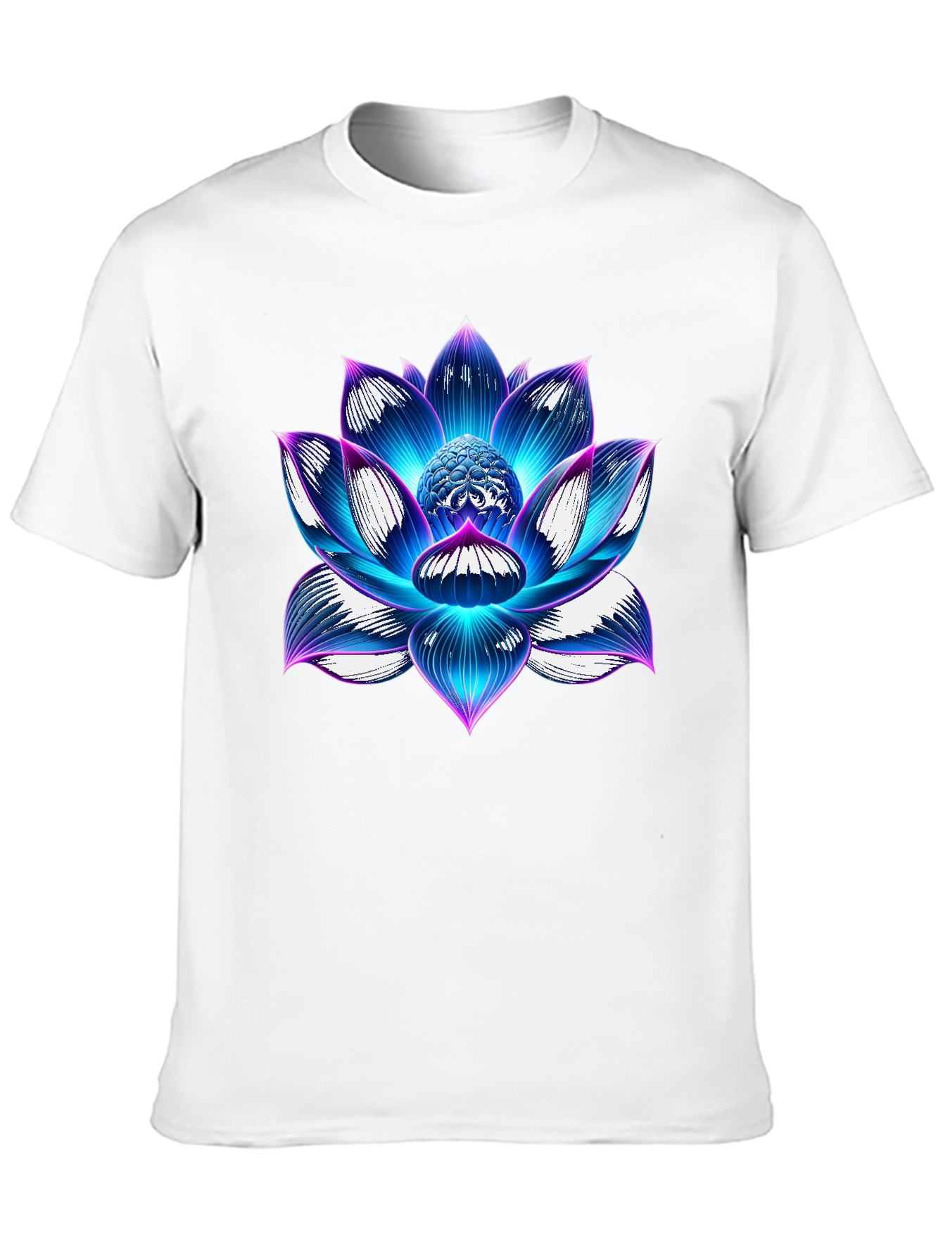 Blue Lotus Flower Graphic T-Shirt - Artistic Design