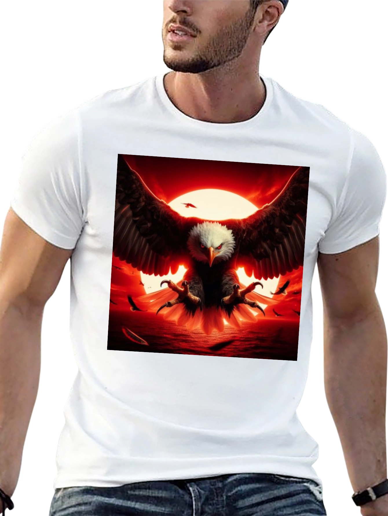 Eagle Sunset Graphic Tee - Fierce Bird Print