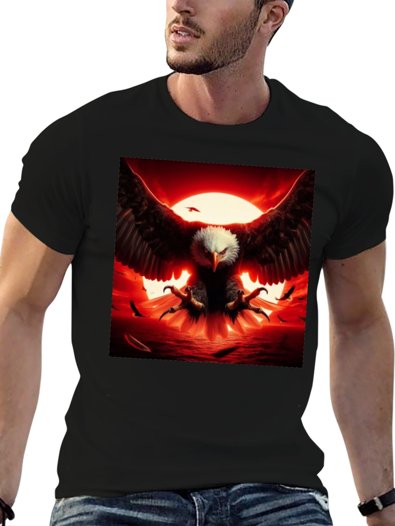 Eagle Sunset Graphic Tee - Fierce Bird Print