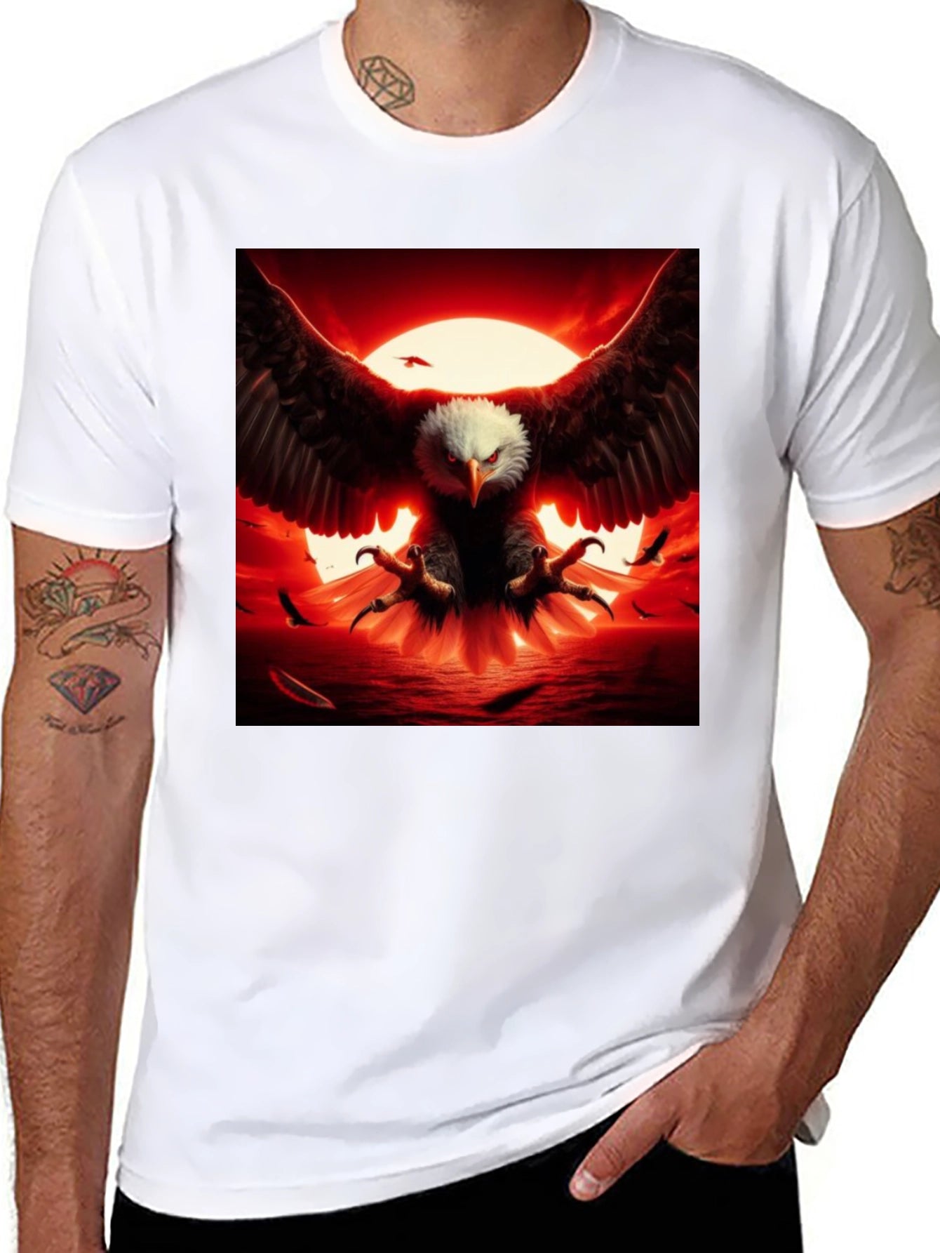 Eagle Sunset Graphic Tee - Fierce Bird Print