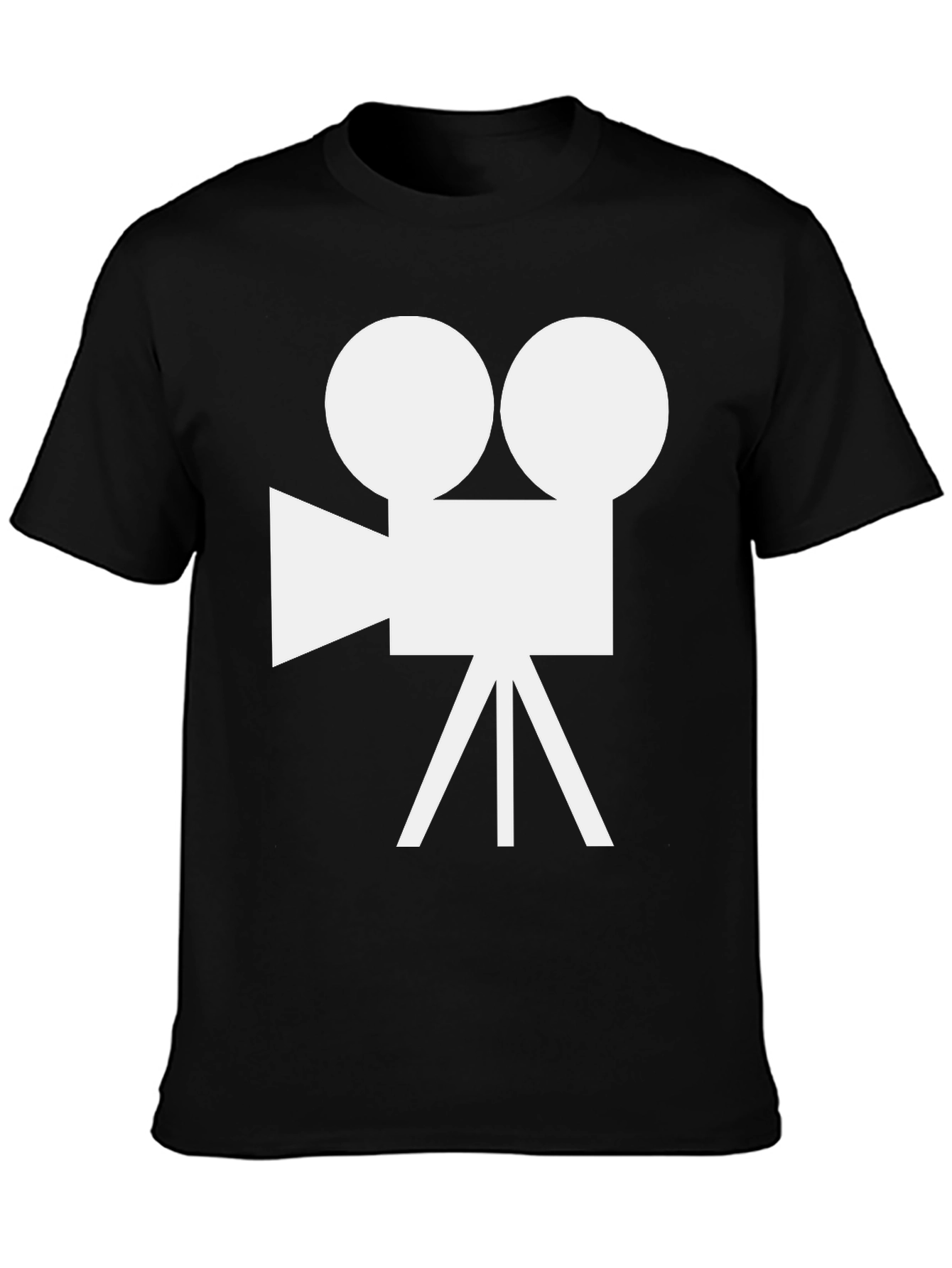 Retro Camera Graphic Tee - Black Cotton Shirt