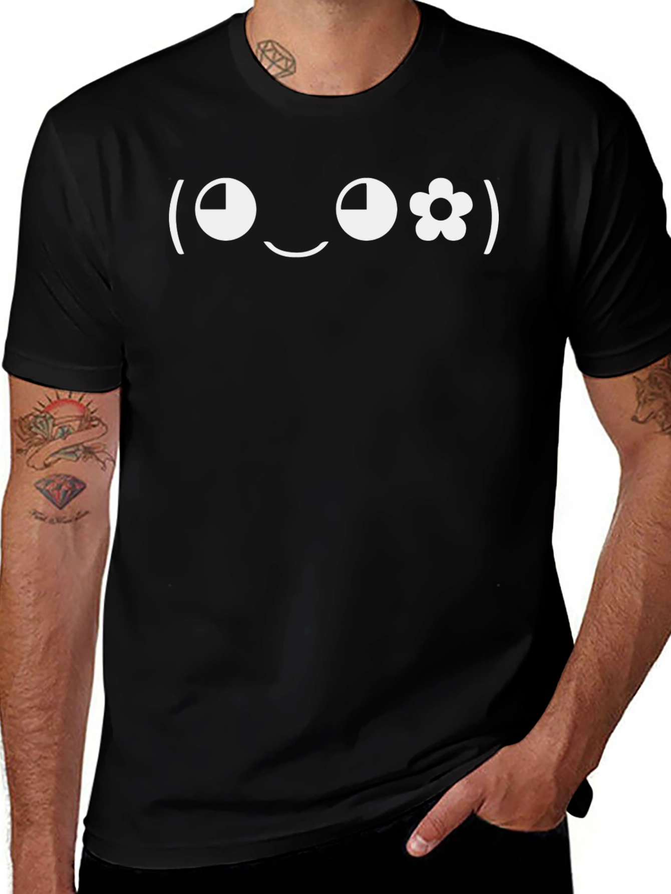 Funny Emoticon Graphic Tee - Black