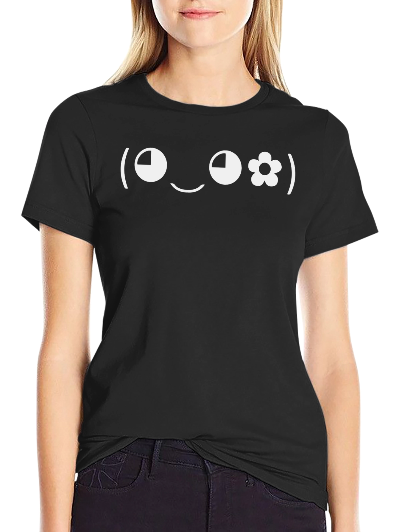Funny Emoticon Graphic Tee - Black