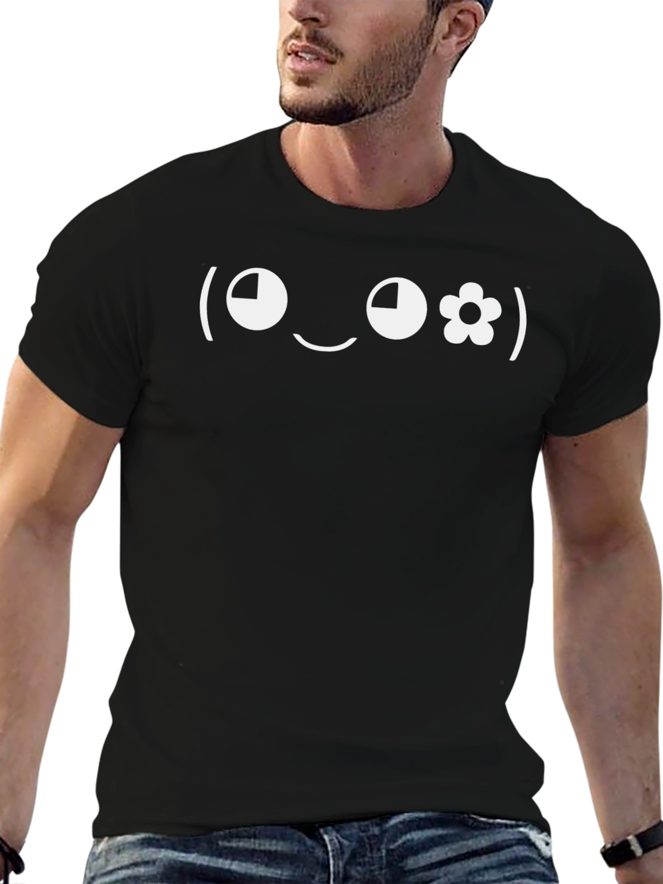 Funny Emoticon Graphic Tee - Black