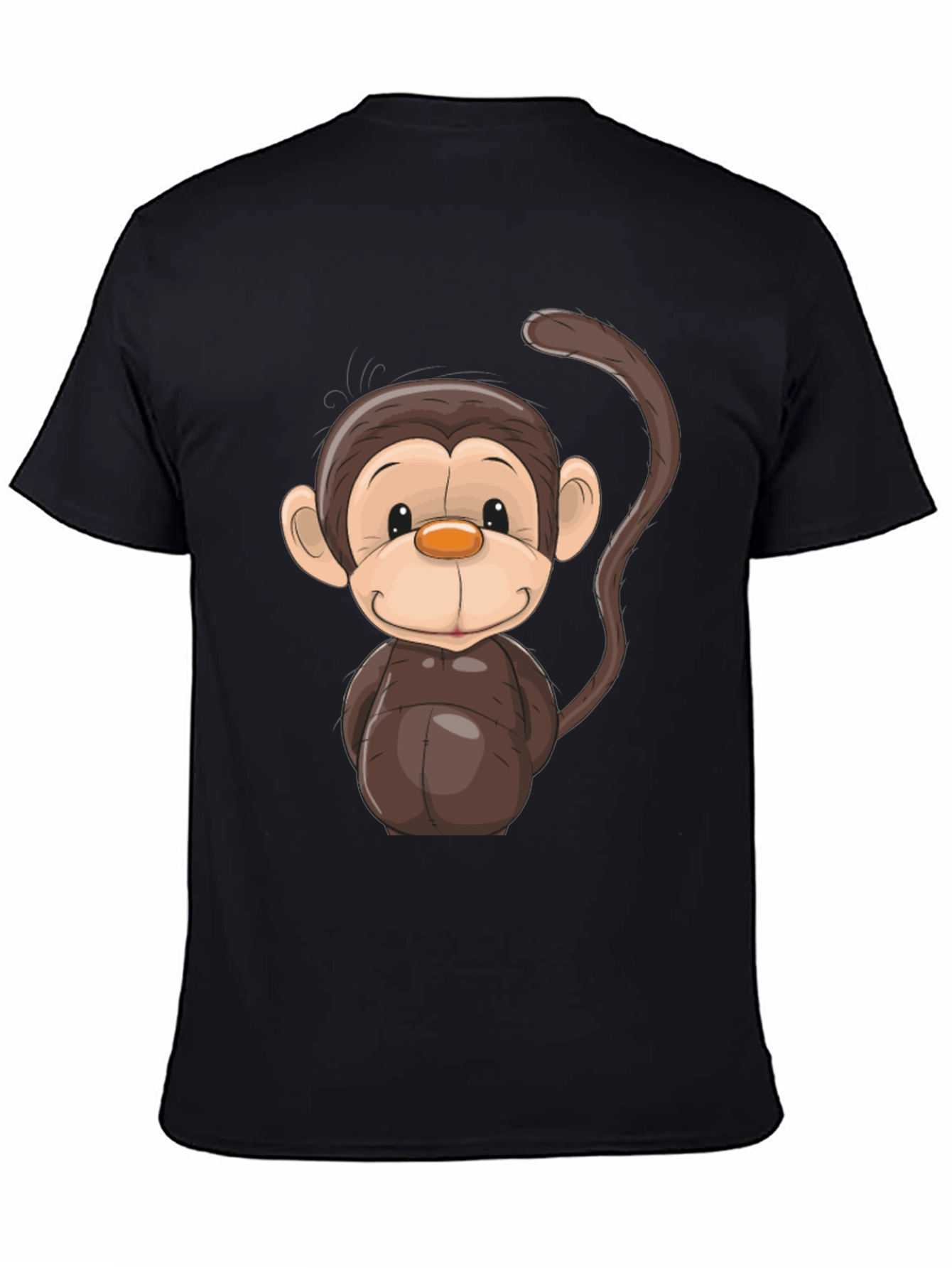 Cartoon Monkey Graphic Tee - Black