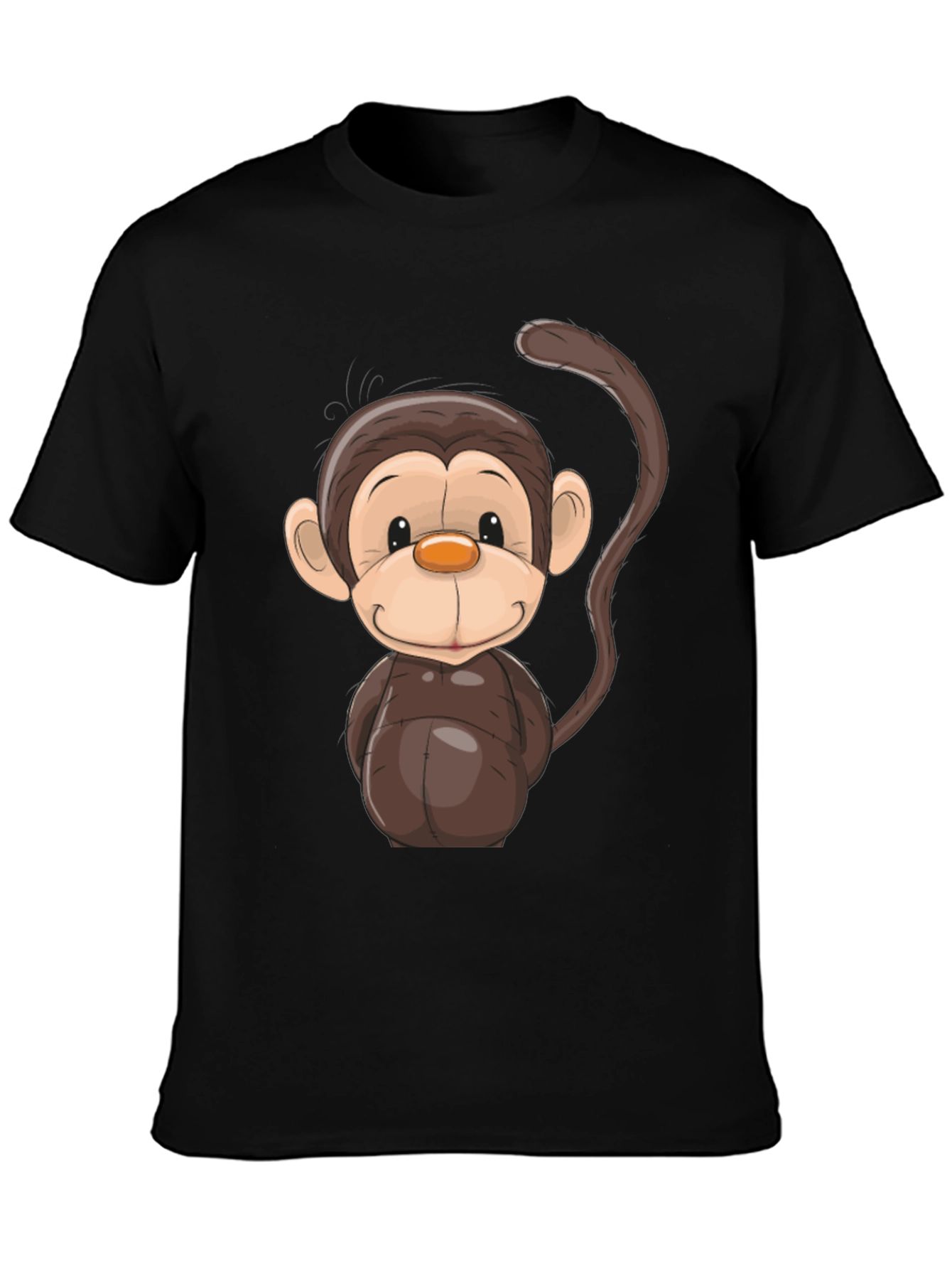 Cartoon Monkey Graphic Tee - Black