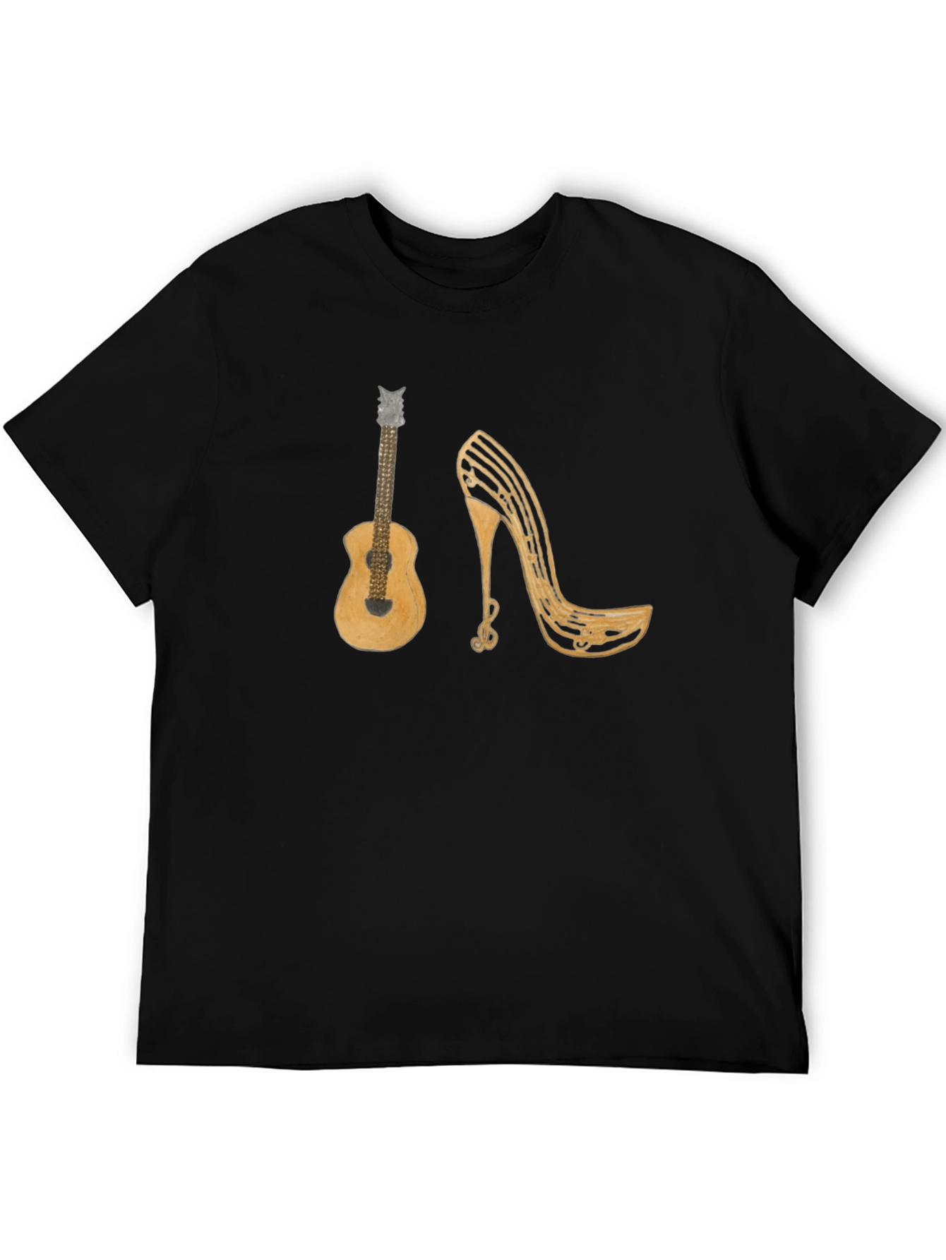 Music Lovers T-Shirt: Guitar & Musical Heel Design