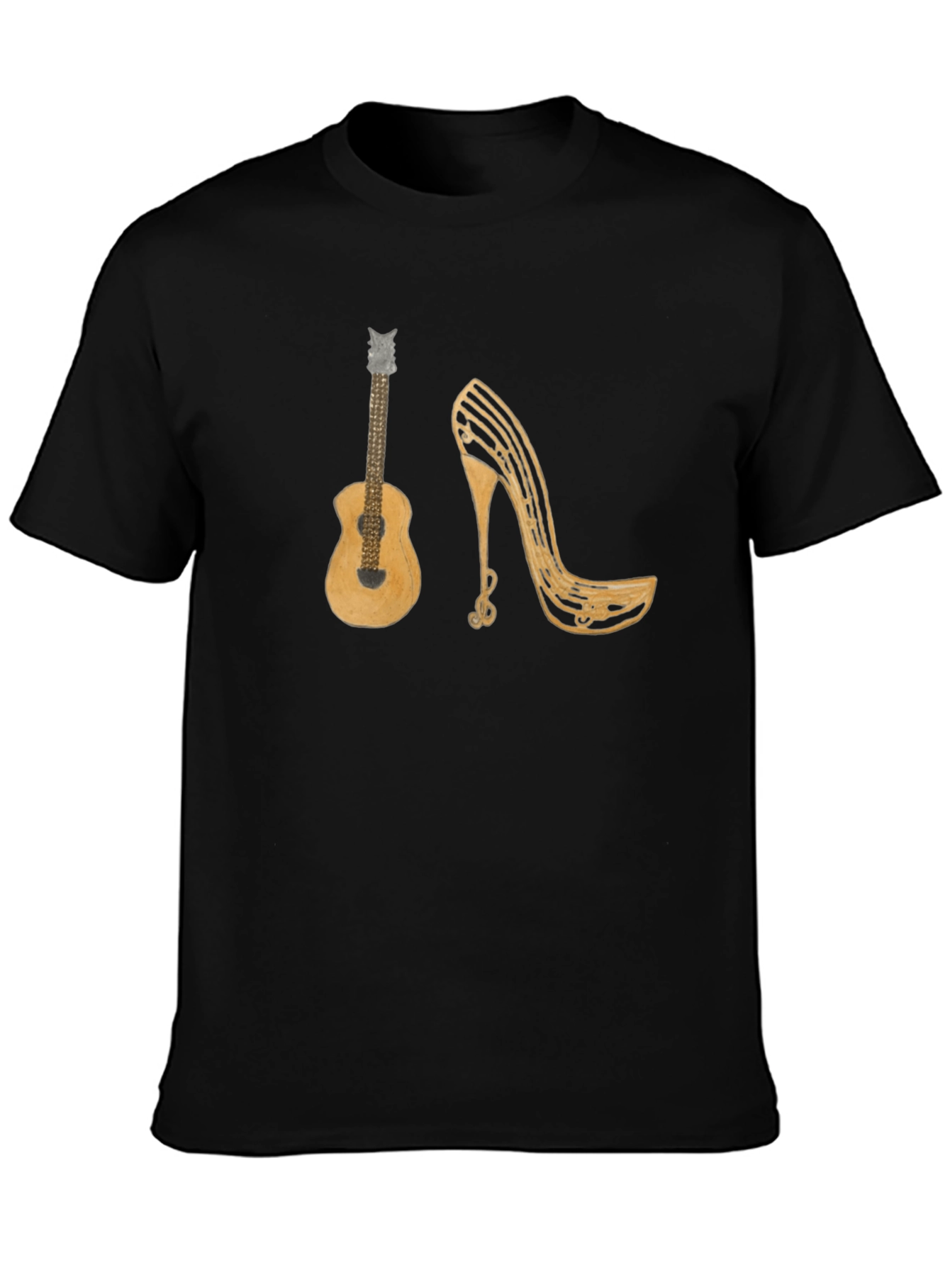 Music Lovers T-Shirt: Guitar & Musical Heel Design