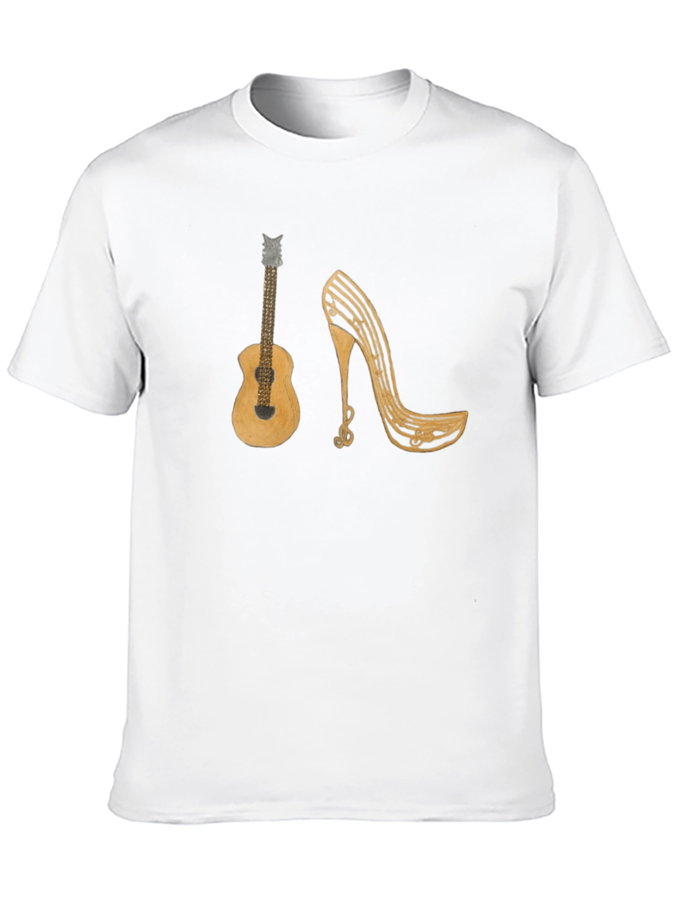 Music Lovers T-Shirt: Guitar & Musical Heel Design