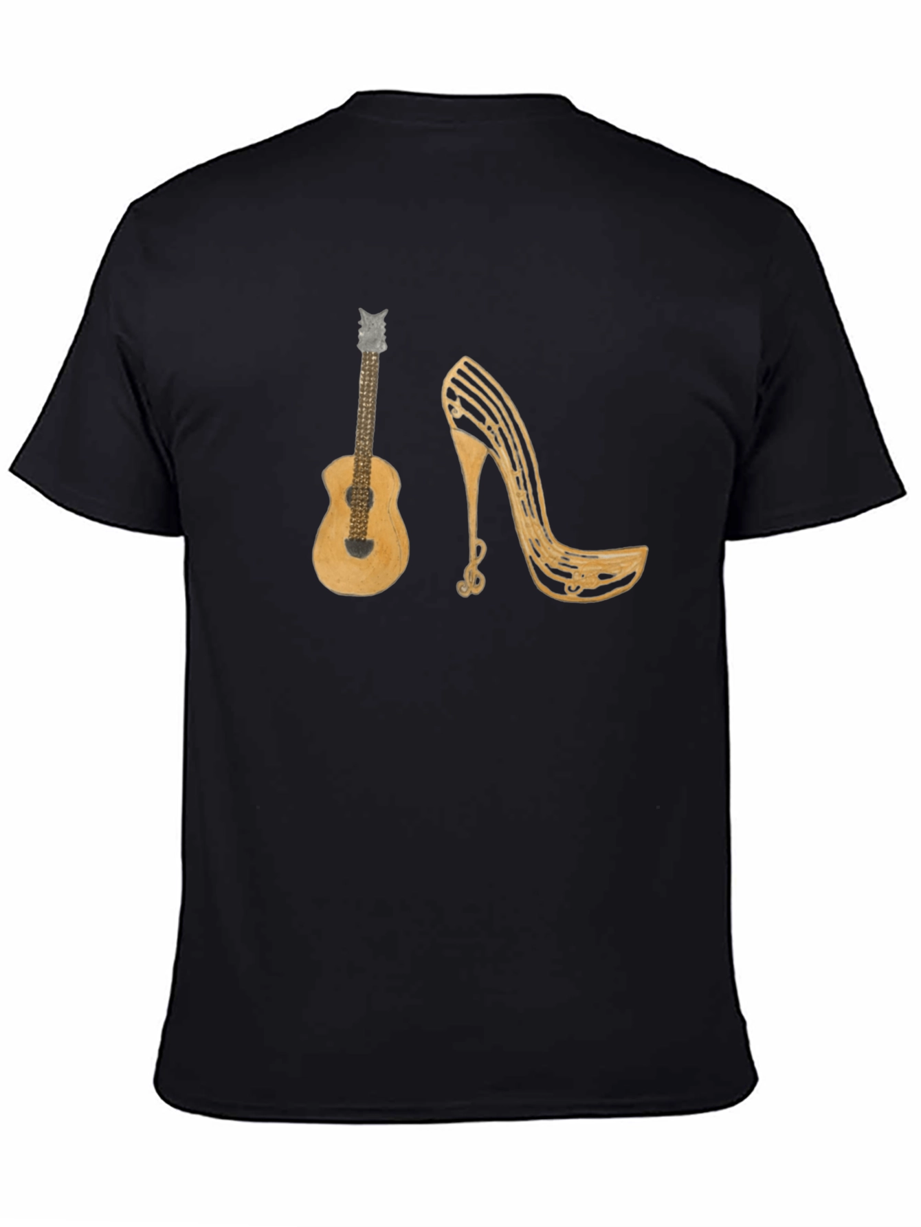 Music Lovers T-Shirt: Guitar & Musical Heel Design
