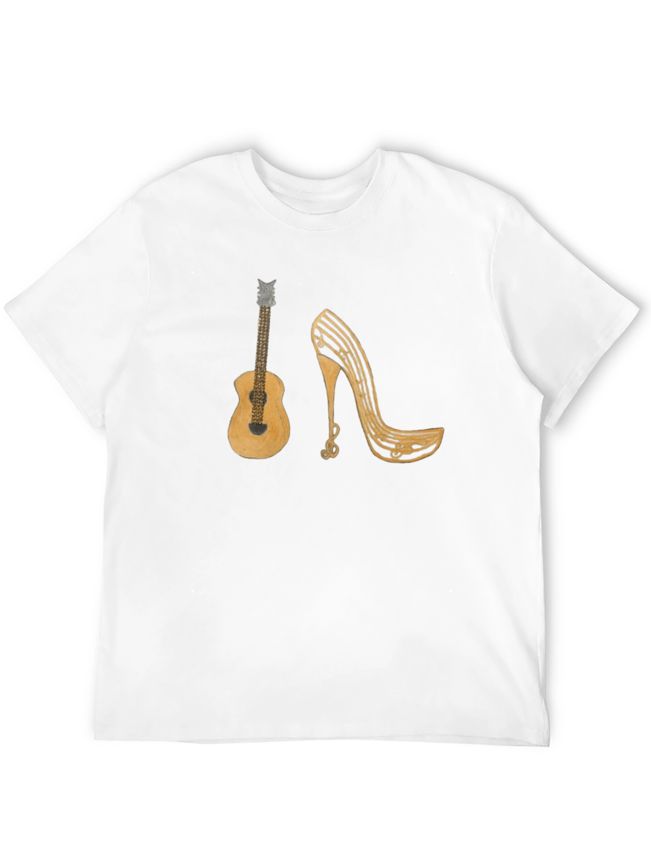 Music Lovers T-Shirt: Guitar & Musical Heel Design
