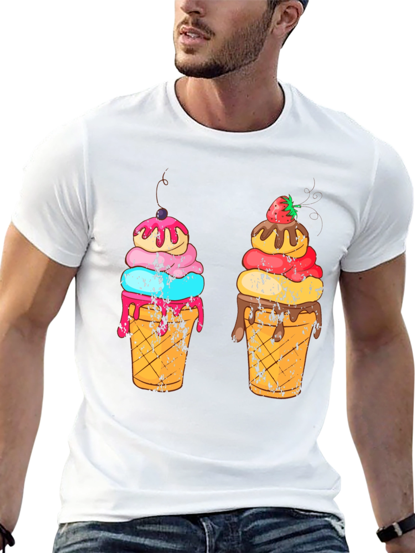 Ice Cream Cone Graphic Black T-Shirt