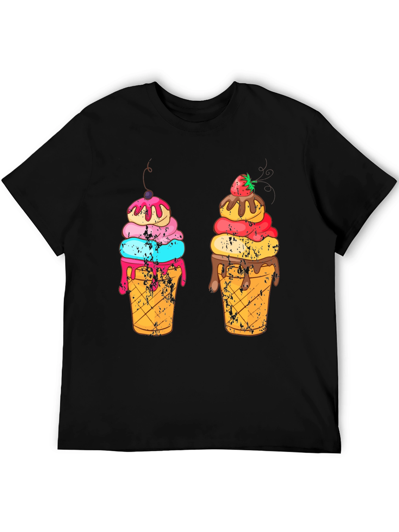 Ice Cream Cone Graphic Black T-Shirt