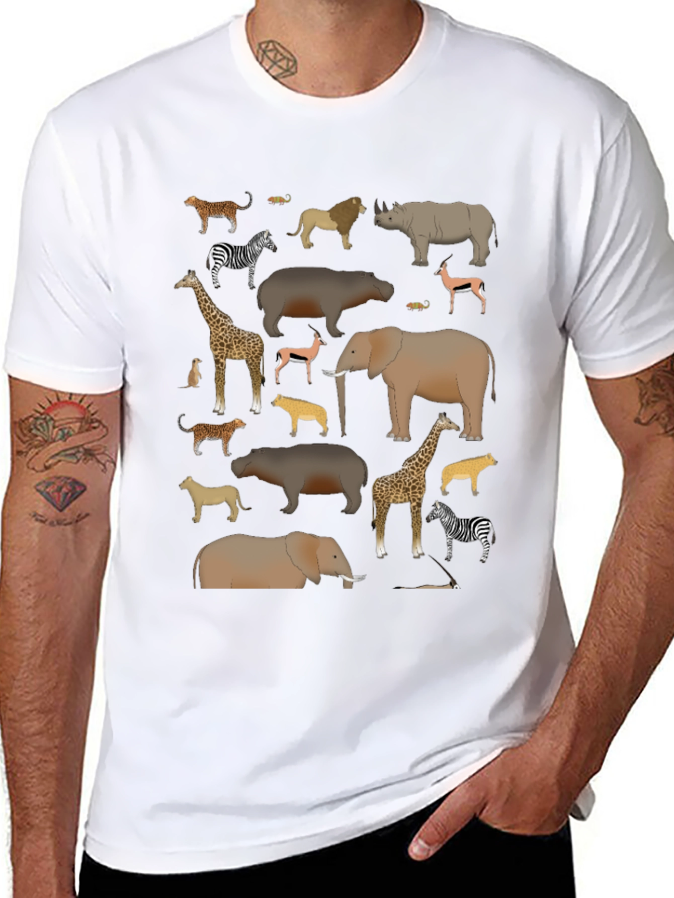 Safari Animals Graphic Print Mens T-Shirt