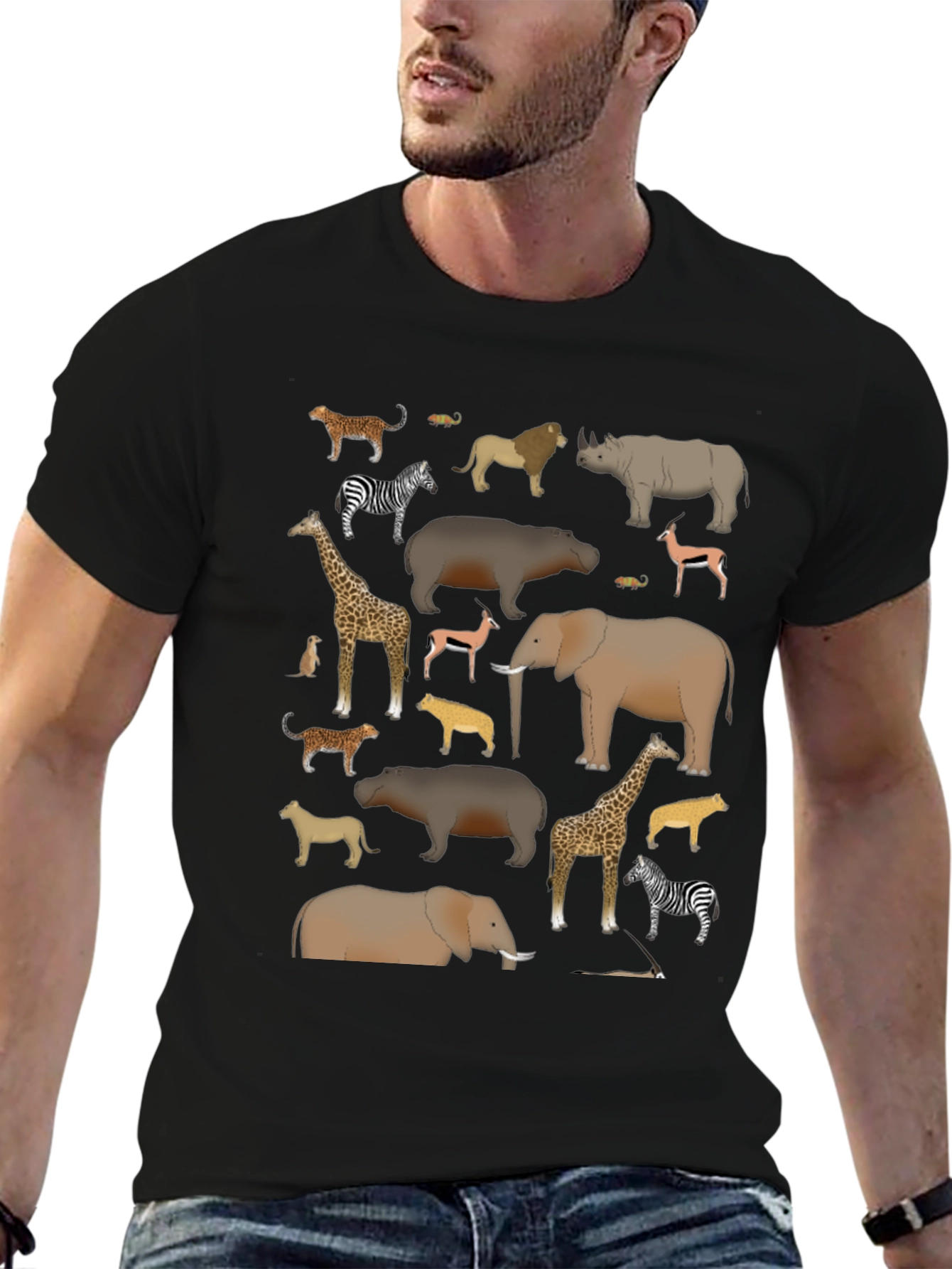 Safari Animals Graphic Print Mens T-Shirt