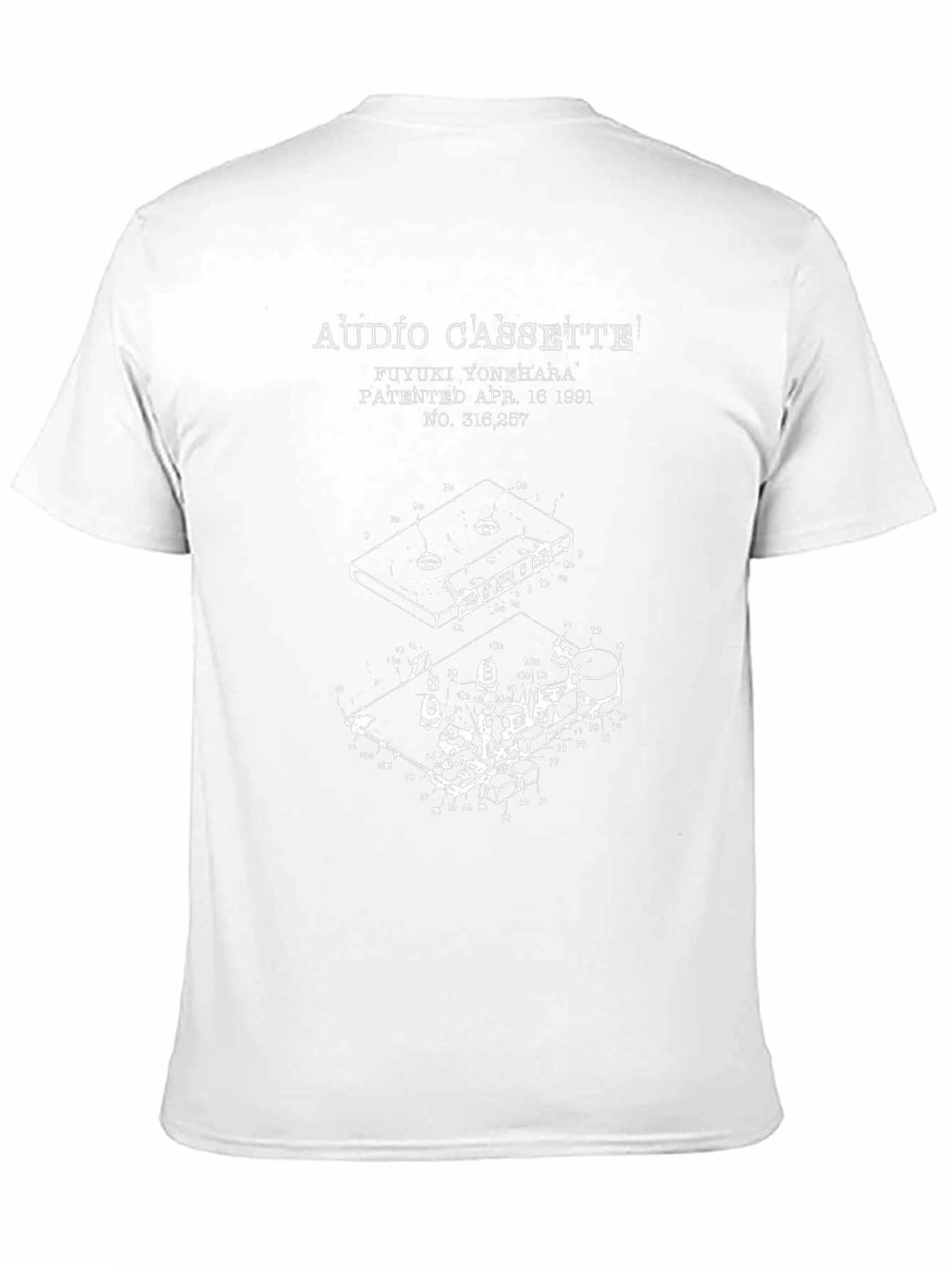 Audio Cassette Patent Print Black T-Shirt