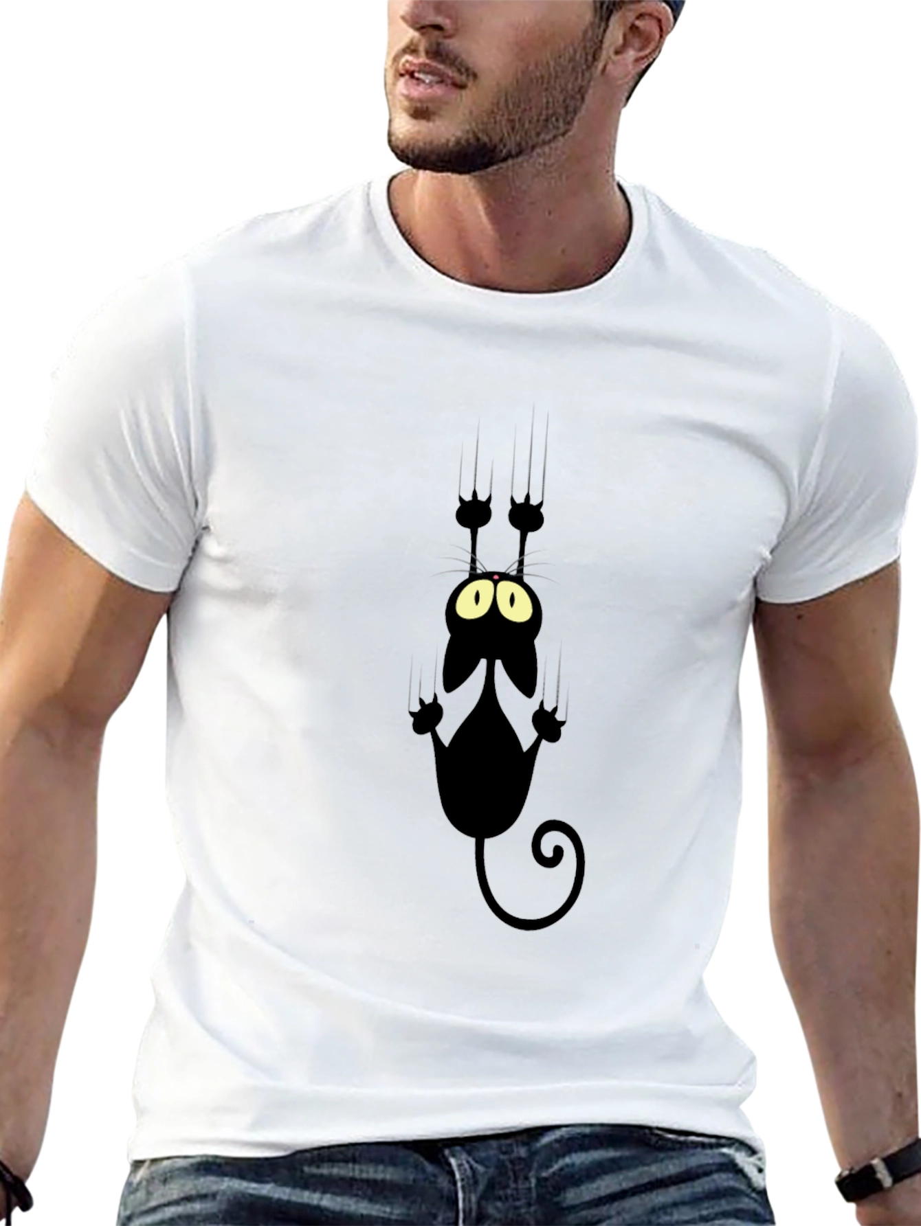 Black Cat Scratch T-Shirt - Funny Graphic Tee