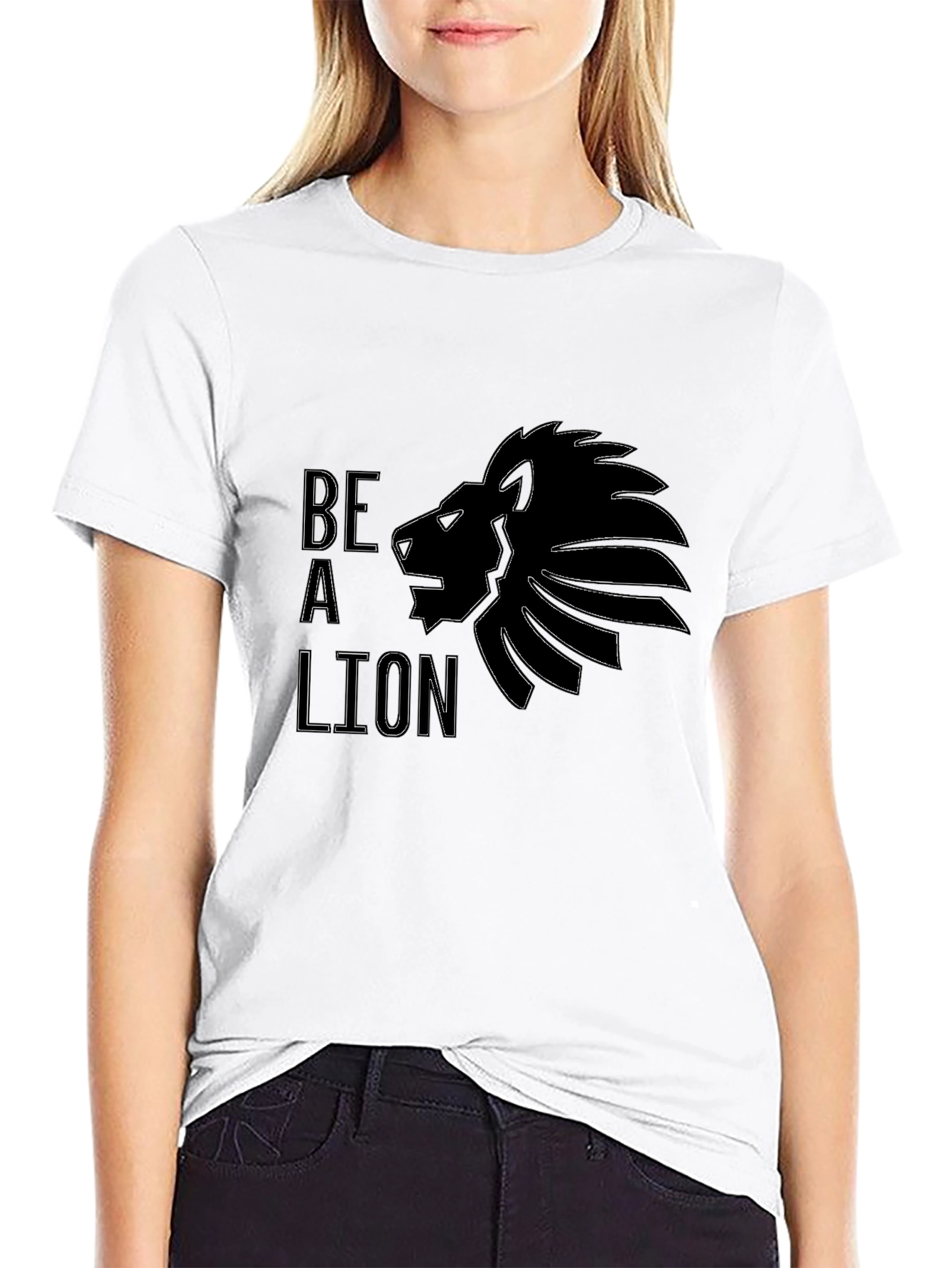 Be A Lion Graphic Tee - Black Cotton T-Shirt