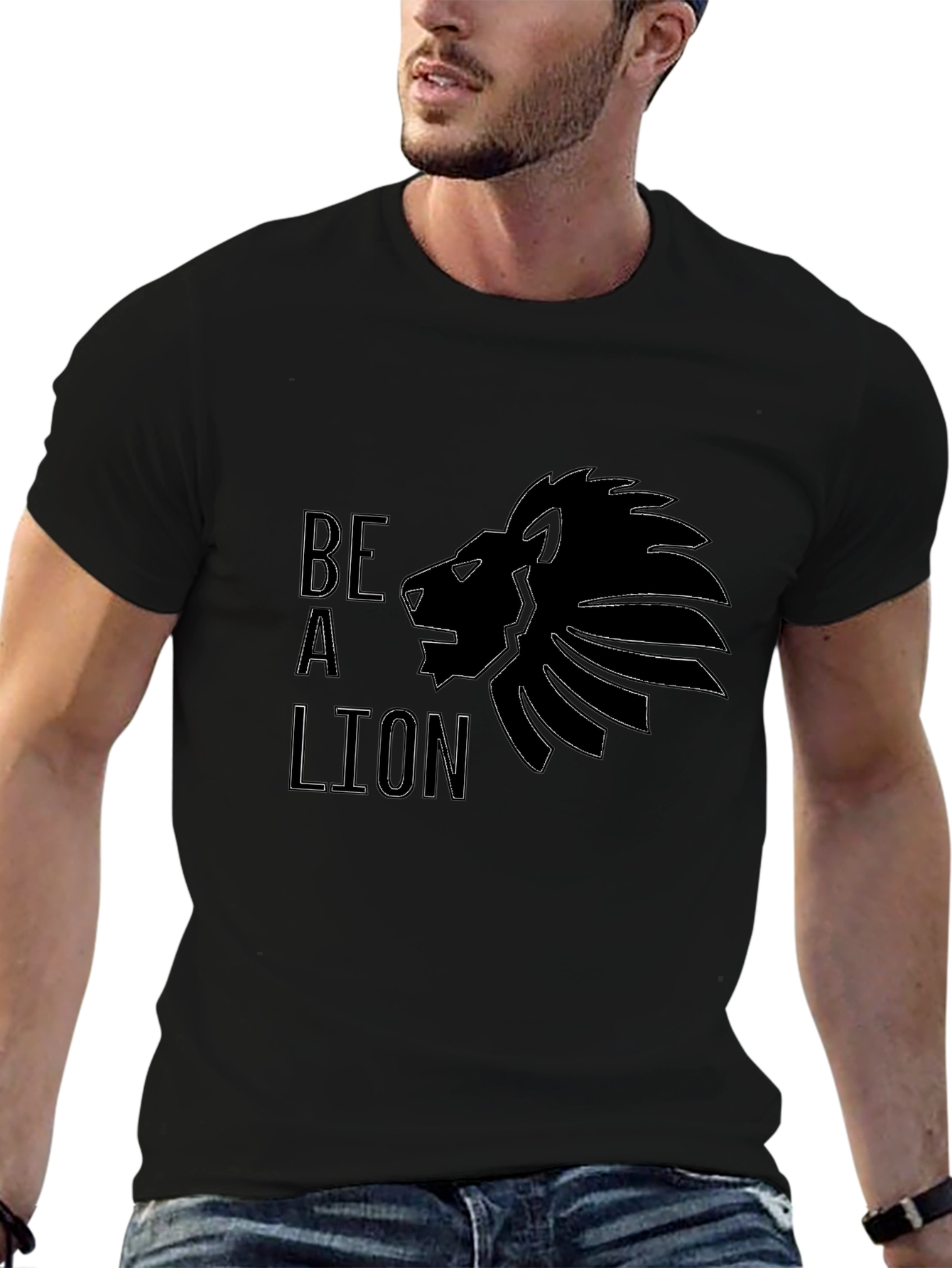 Be A Lion Graphic Tee - Black Cotton T-Shirt