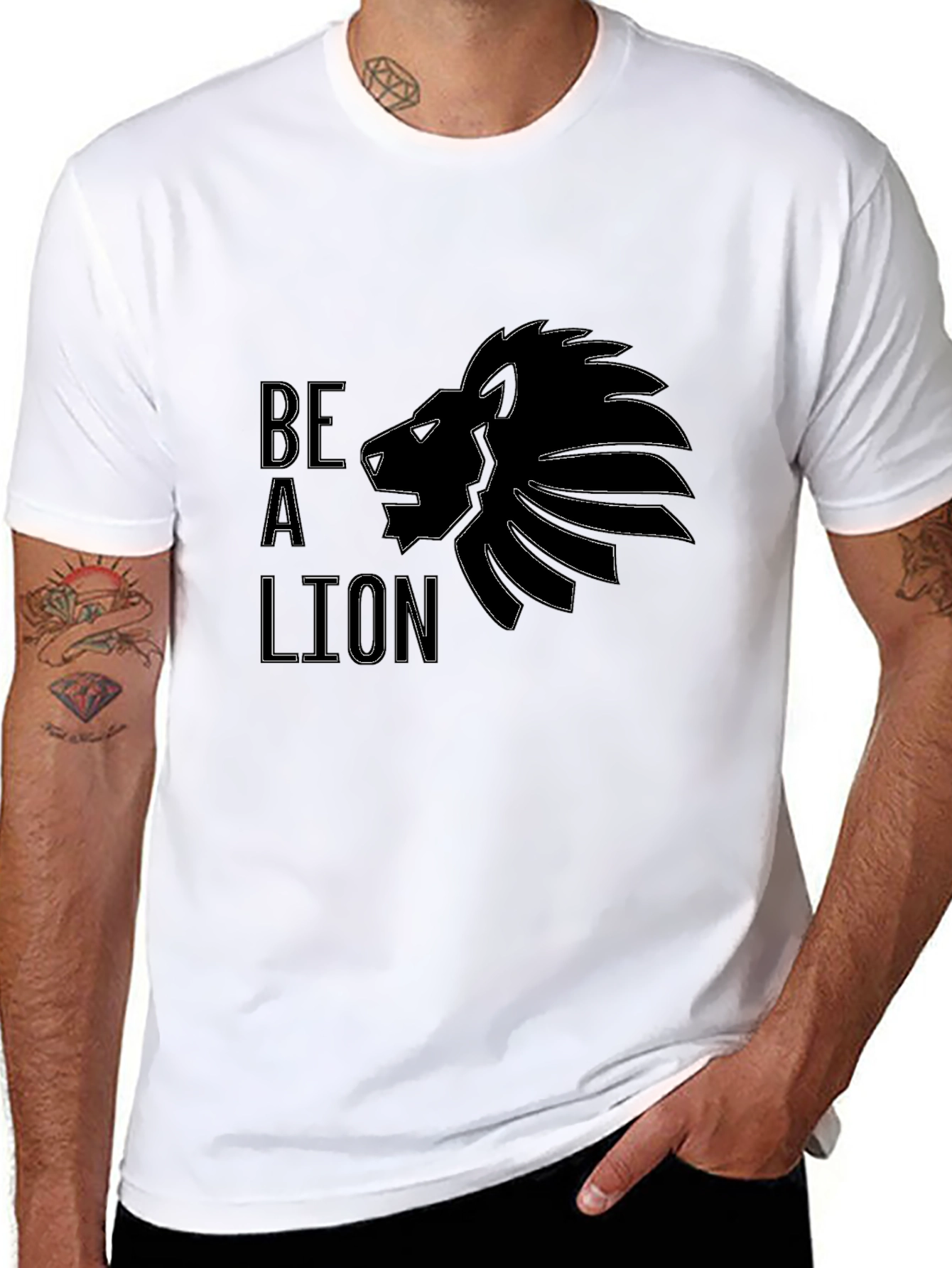 Be A Lion Graphic Tee - Black Cotton T-Shirt