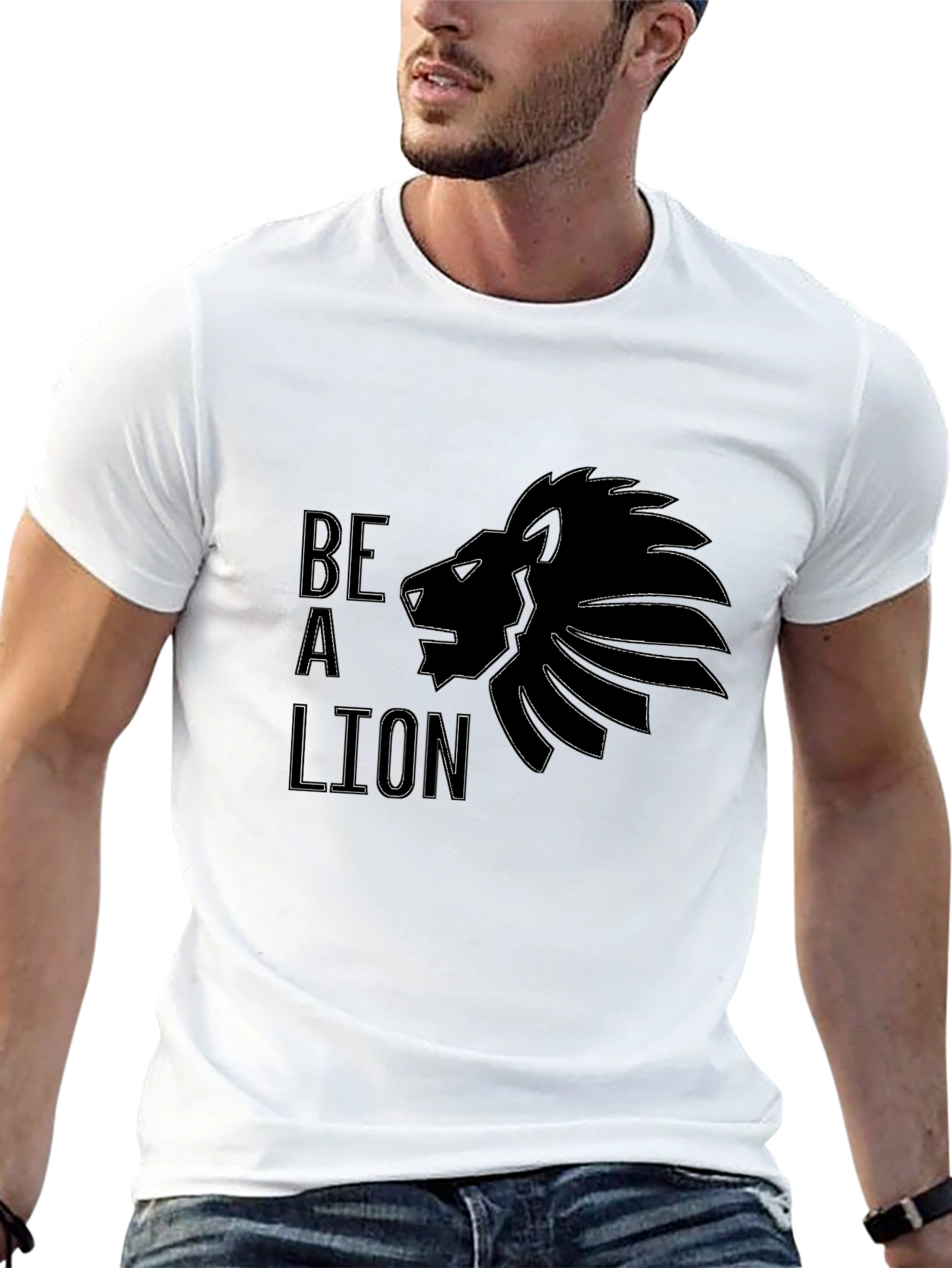 Be A Lion Graphic Tee - Black Cotton T-Shirt