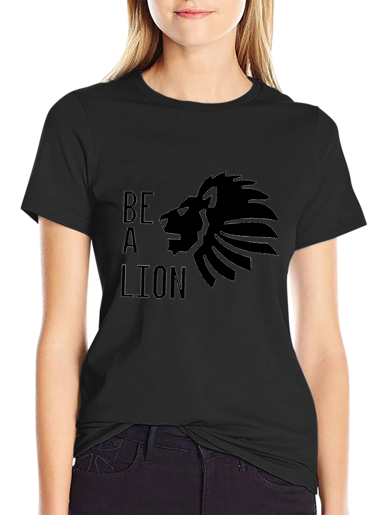 Be A Lion Graphic Tee - Black Cotton T-Shirt