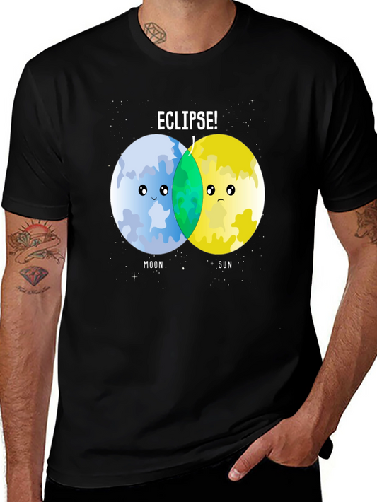 Eclipse Pun Graphic Tee - Moon & Sun Black Shirt
