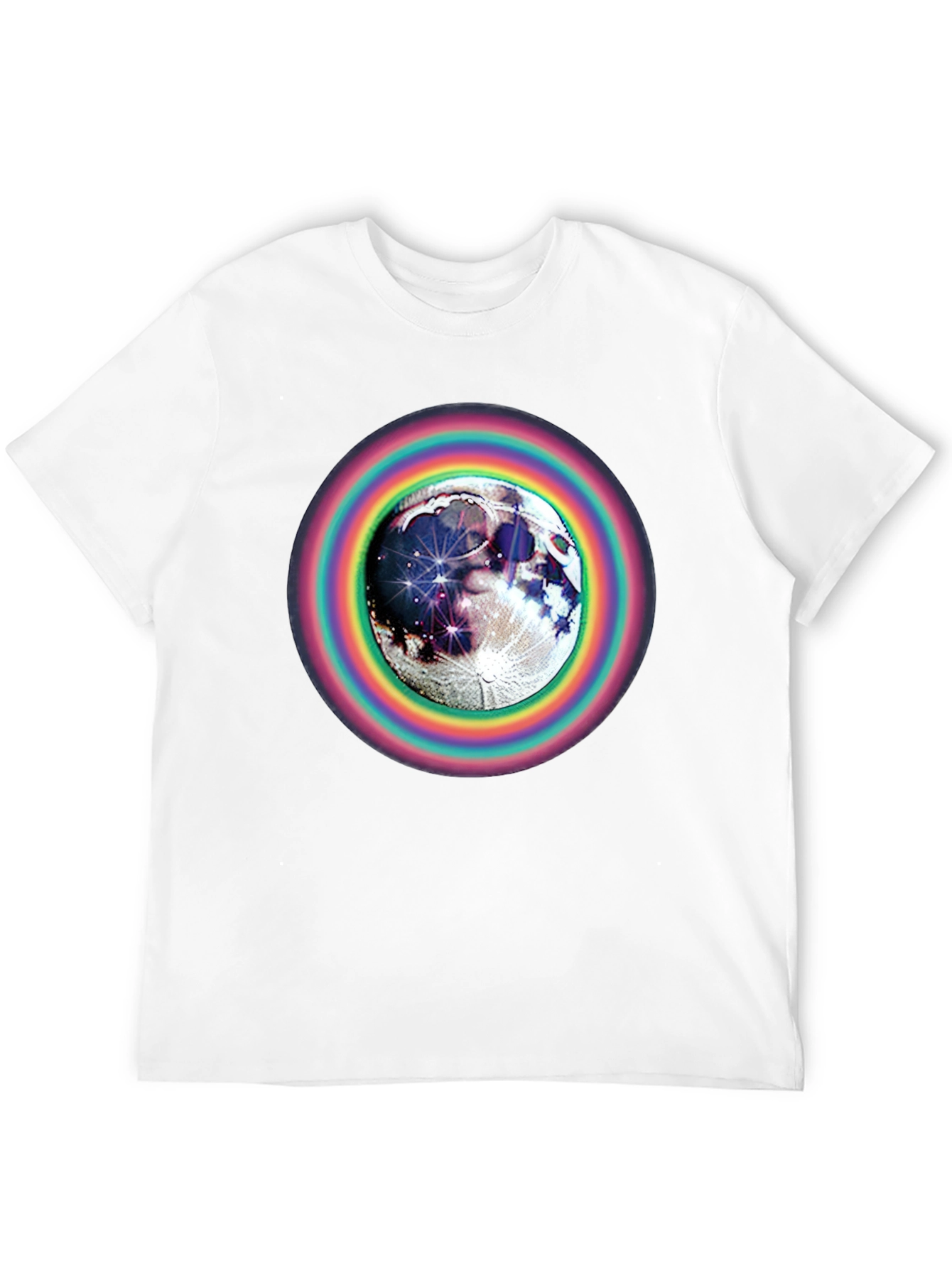 Moon & Rainbow Circle Graphic Black T-Shirt