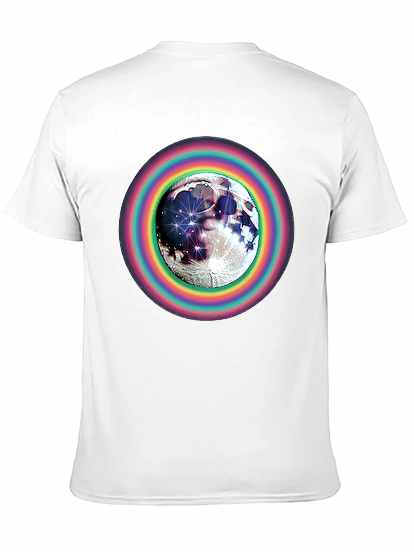 Moon & Rainbow Circle Graphic Black T-Shirt