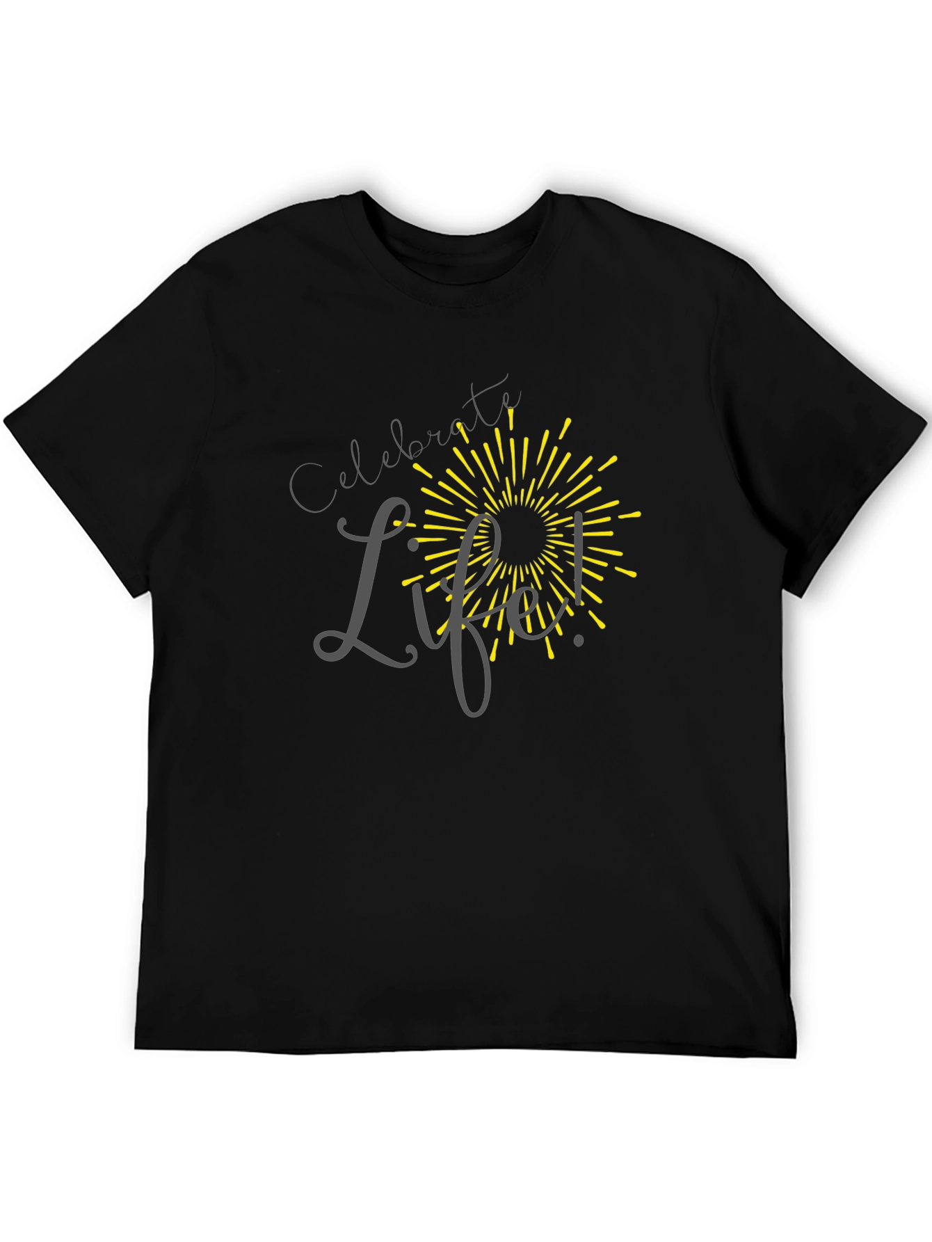 Celebrate Life T-Shirt - Black Crew Neck Tee