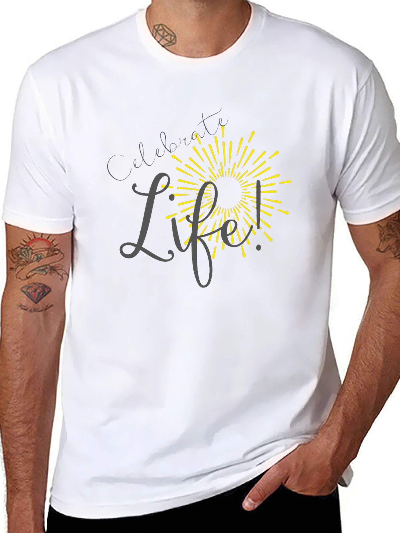 Celebrate Life T-Shirt - Black Crew Neck Tee