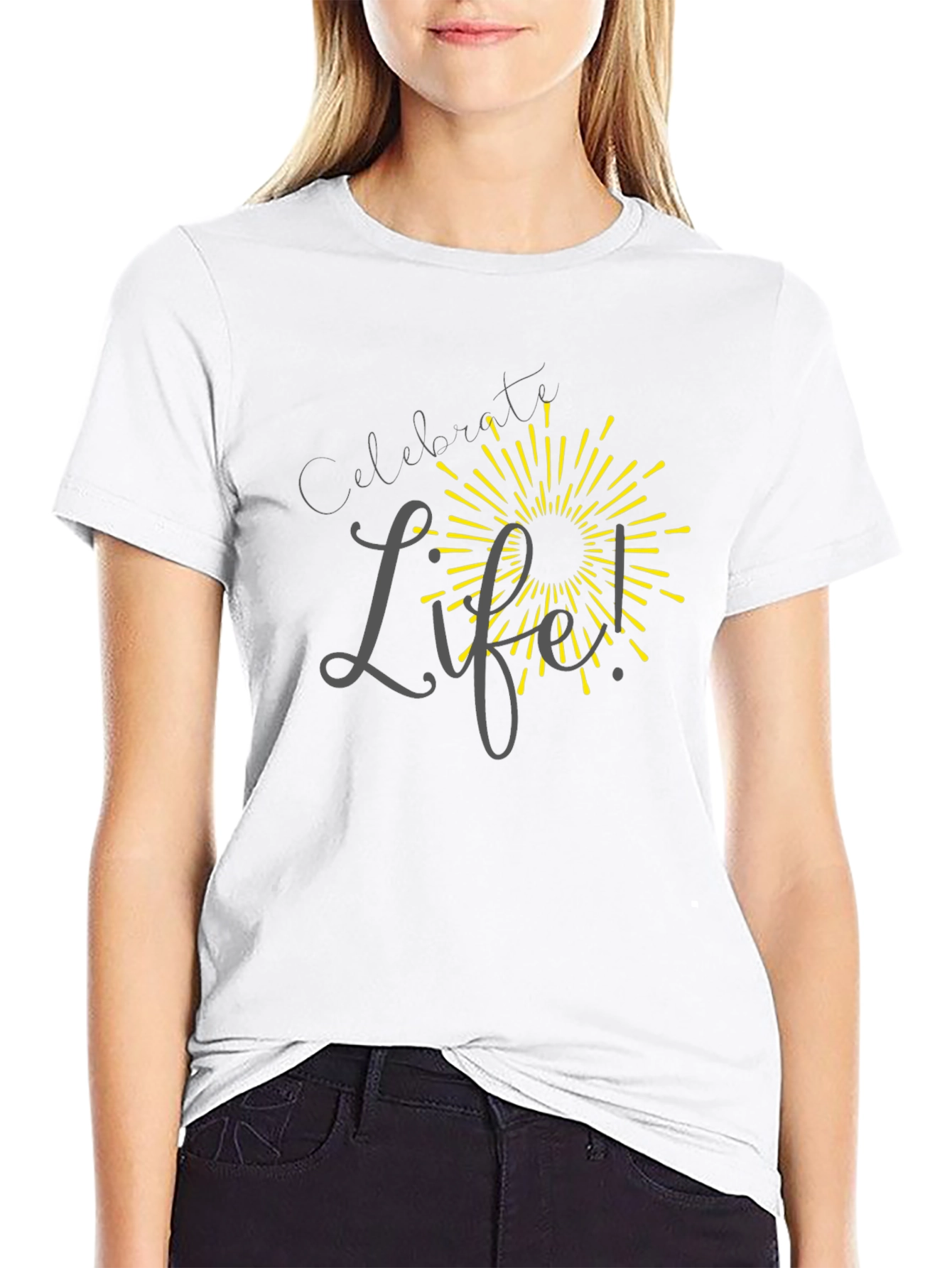 Celebrate Life T-Shirt - Black Crew Neck Tee