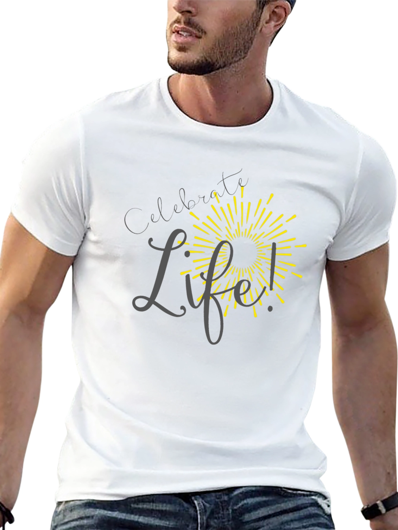 Celebrate Life T-Shirt - Black Crew Neck Tee
