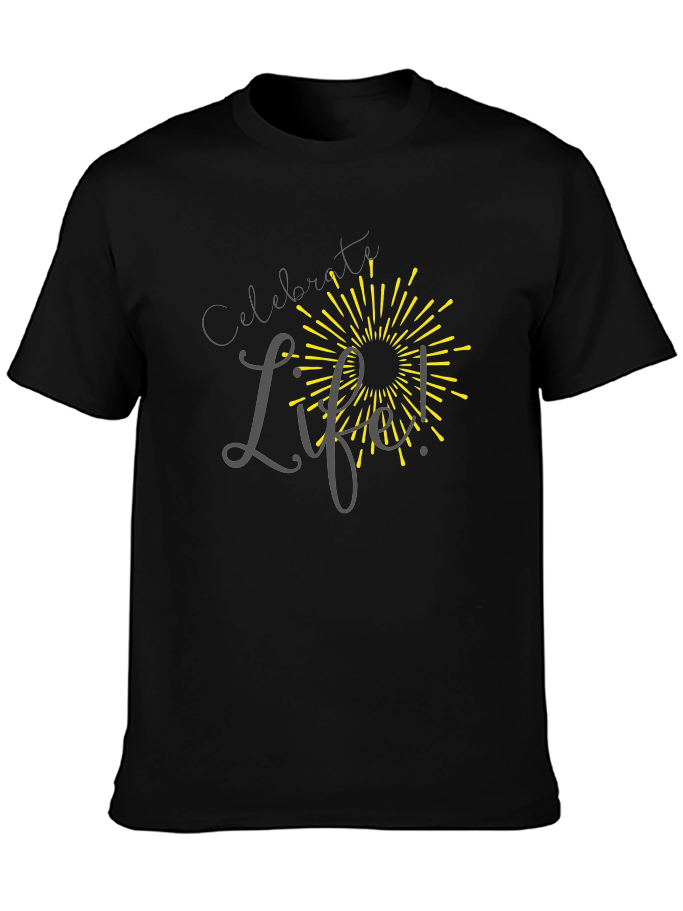 Celebrate Life T-Shirt - Black Crew Neck Tee