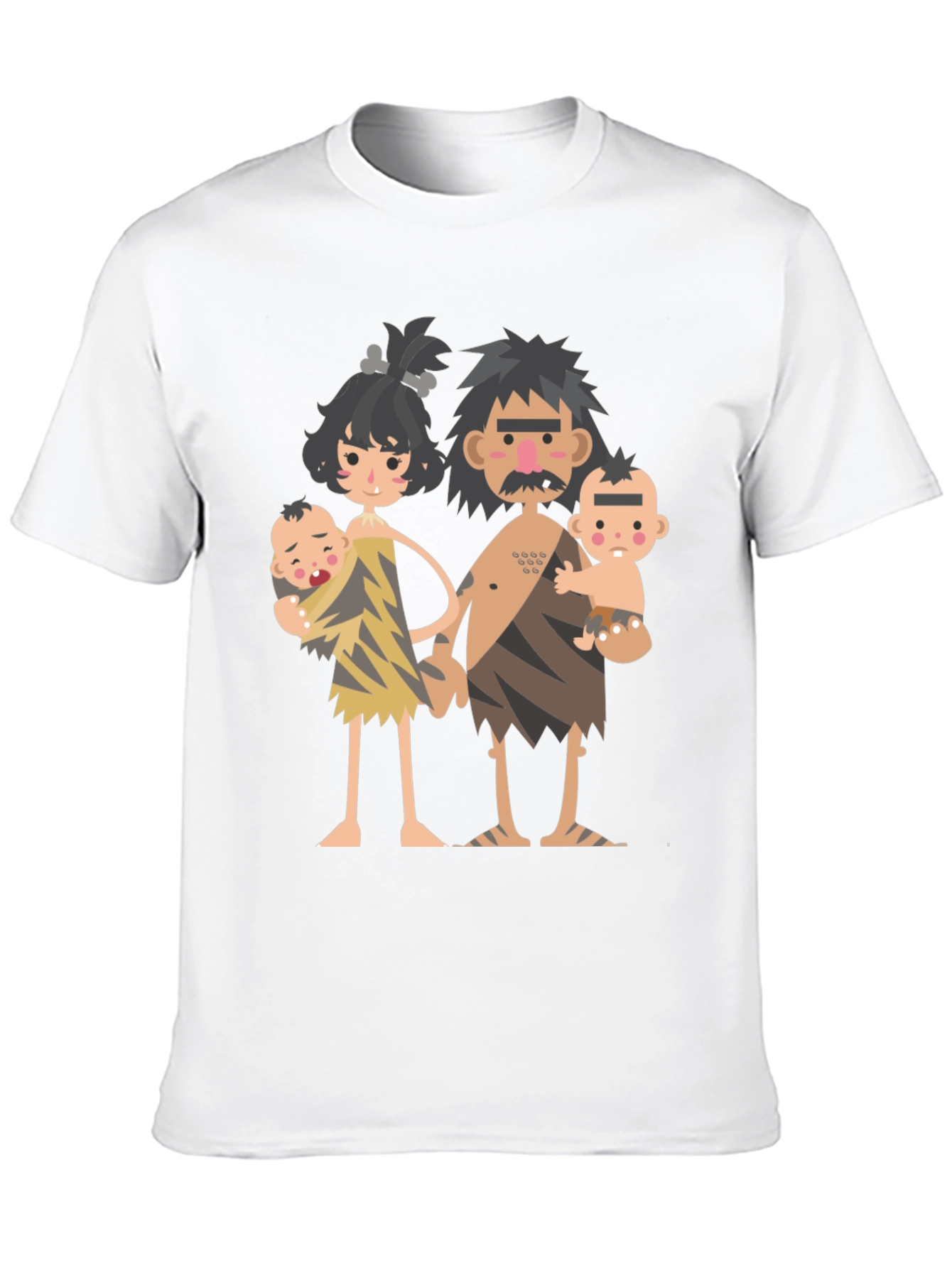 Cartoon Caveman Family Graphic T-Shirt