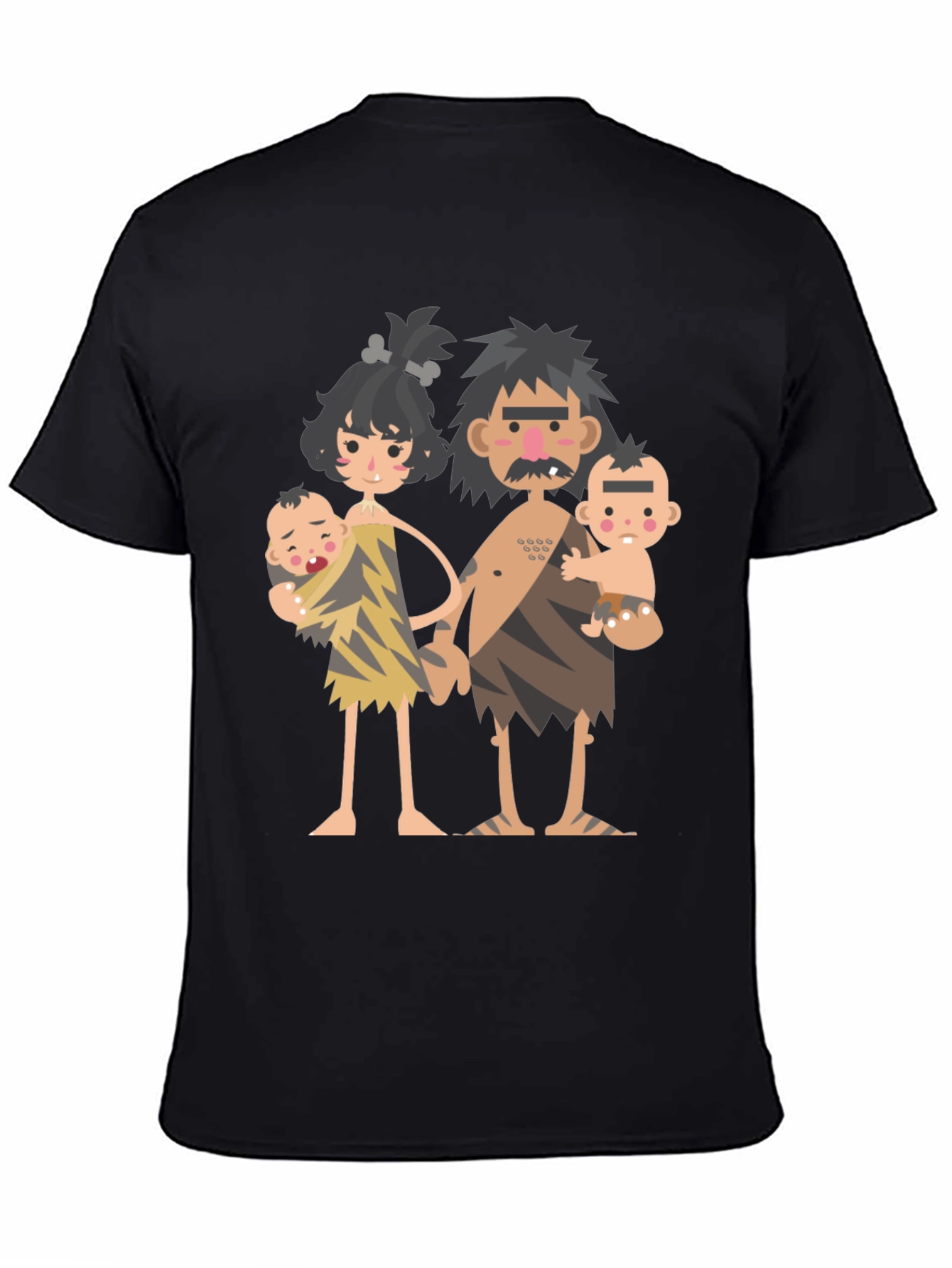 Cartoon Caveman Family Graphic T-Shirt