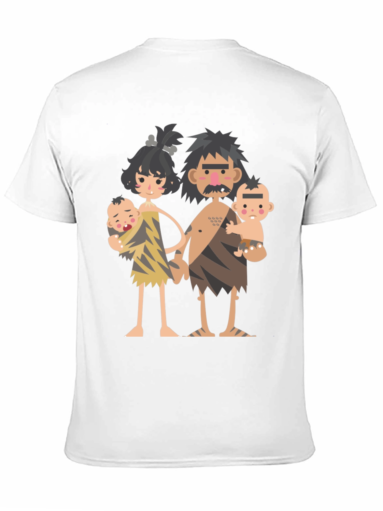 Cartoon Caveman Family Graphic T-Shirt