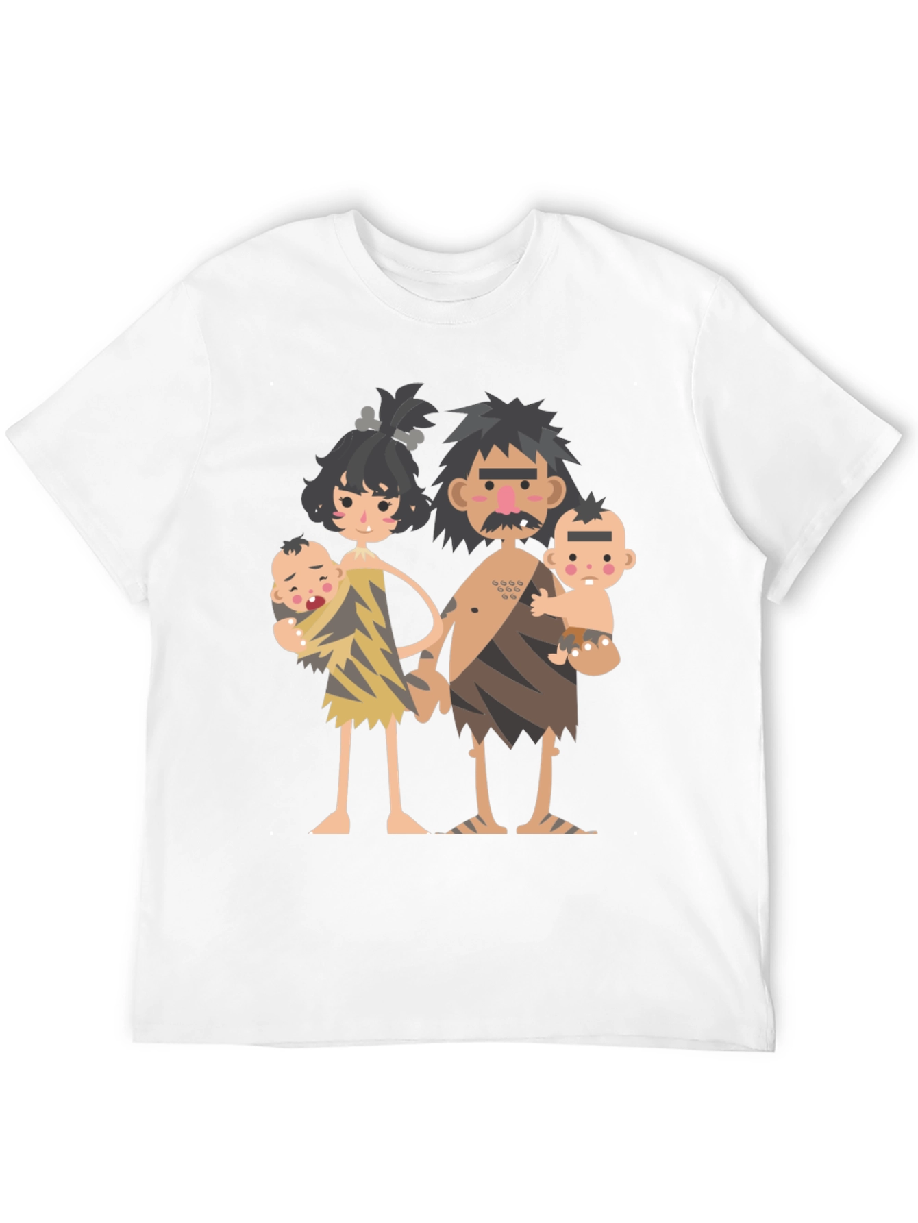 Cartoon Caveman Family Graphic T-Shirt