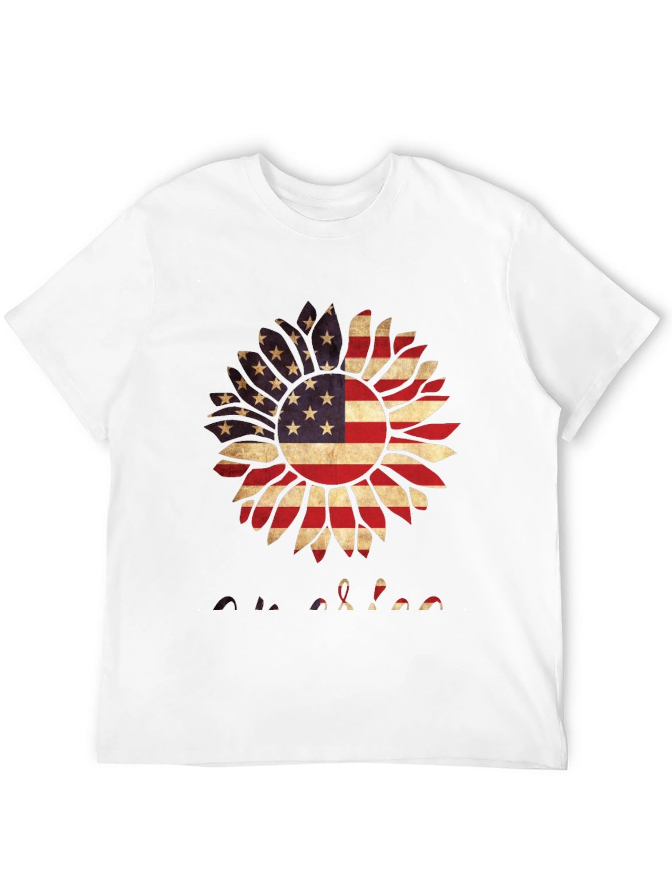 American Flag Sunflower Graphic T-Shirt