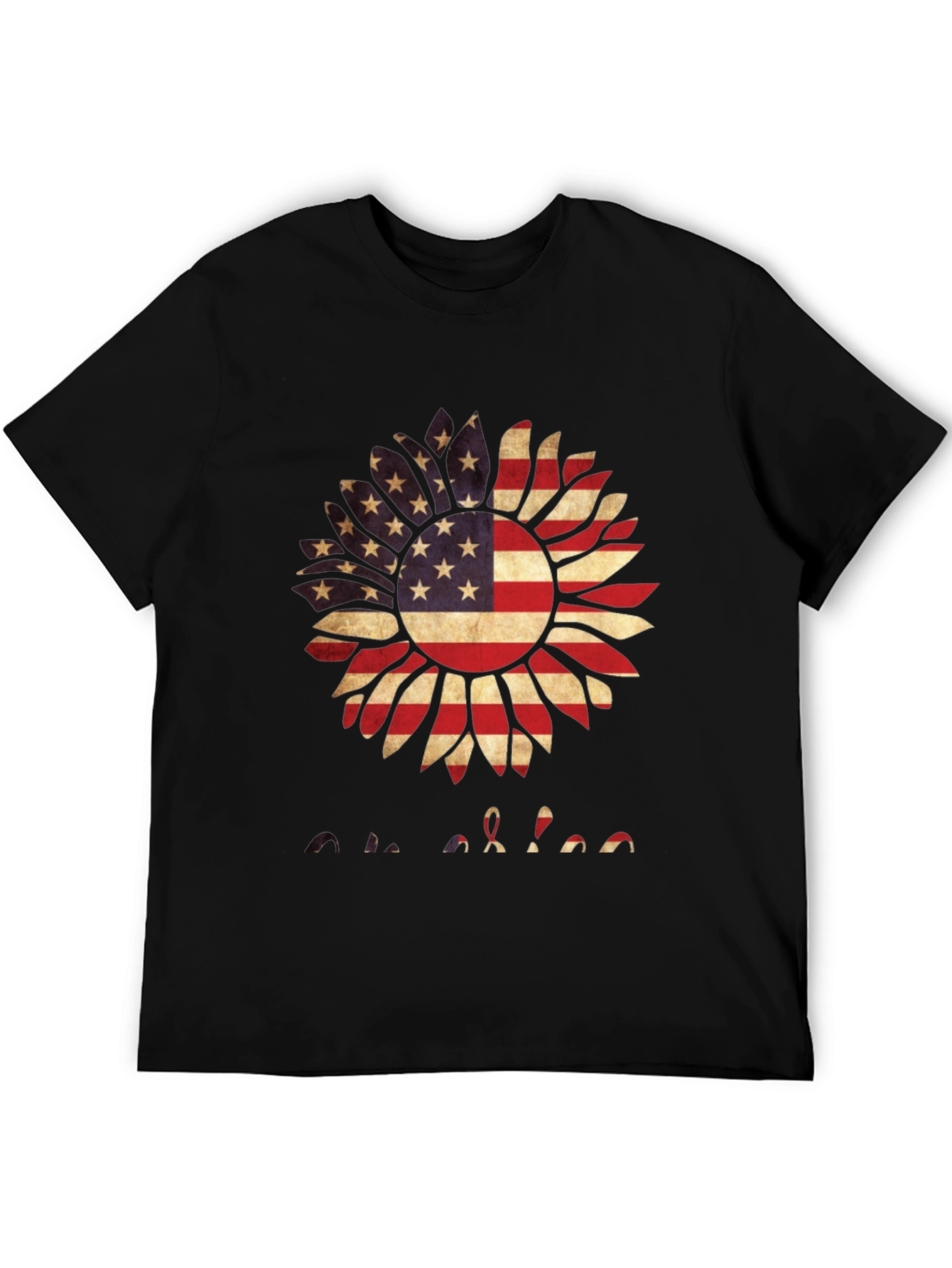 American Flag Sunflower Graphic T-Shirt